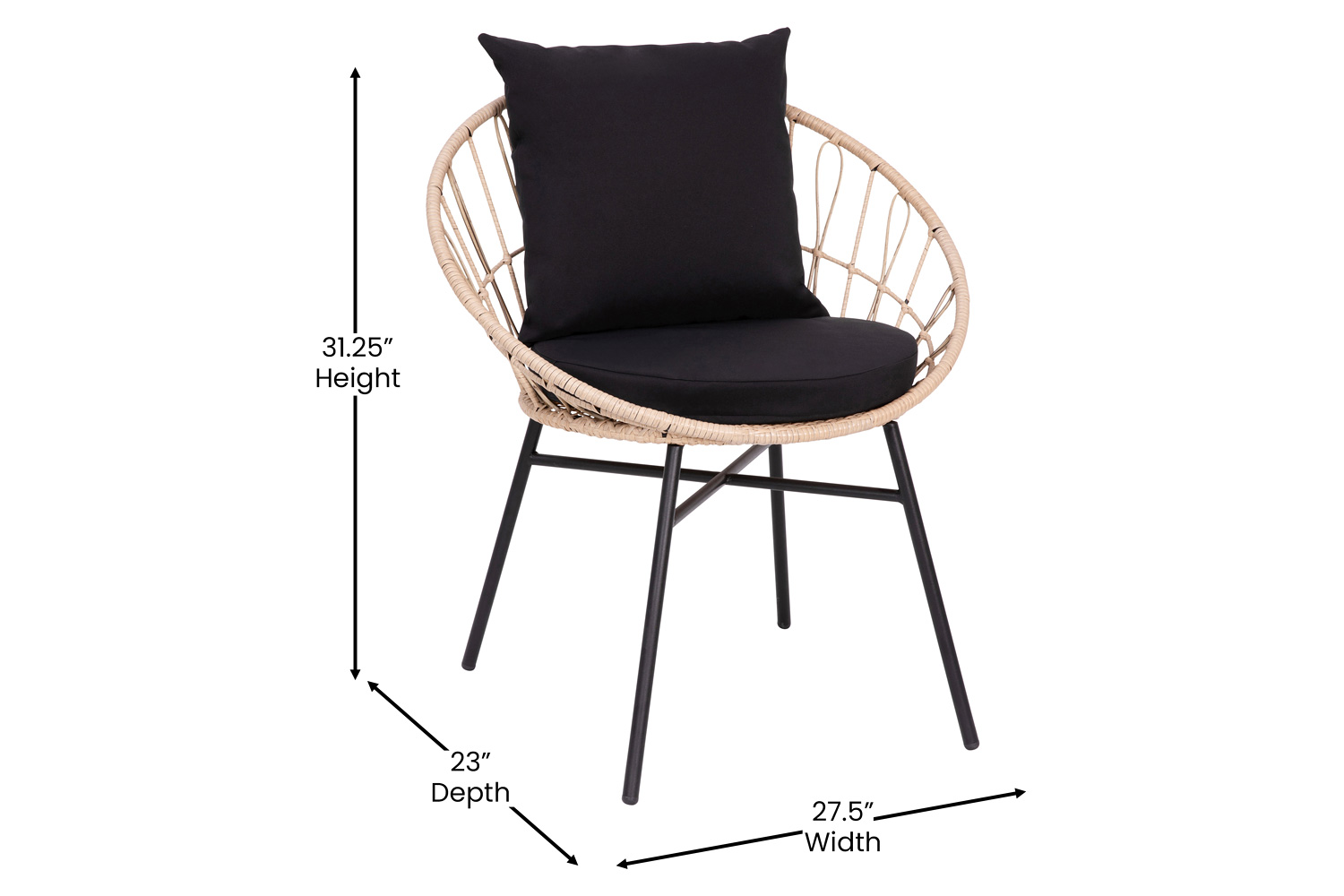 BLNK Devon Indoor-Outdoor Tan Bistro Set 3-Piece - Black