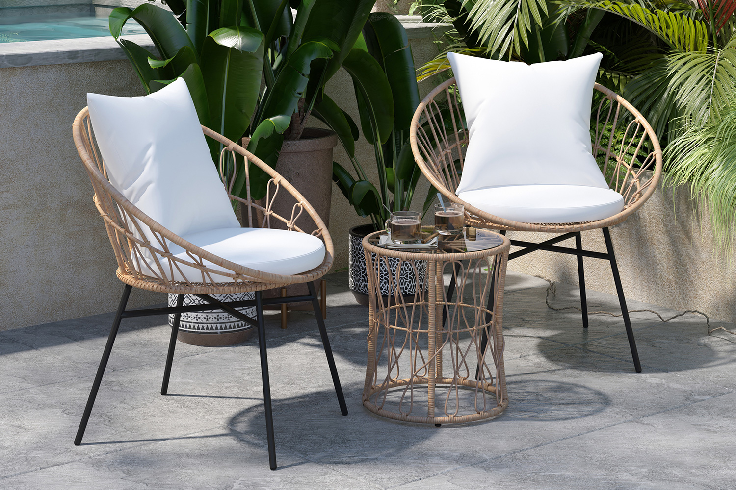 BLNK Devon Indoor-Outdoor Tan Bistro Set 3-Piece