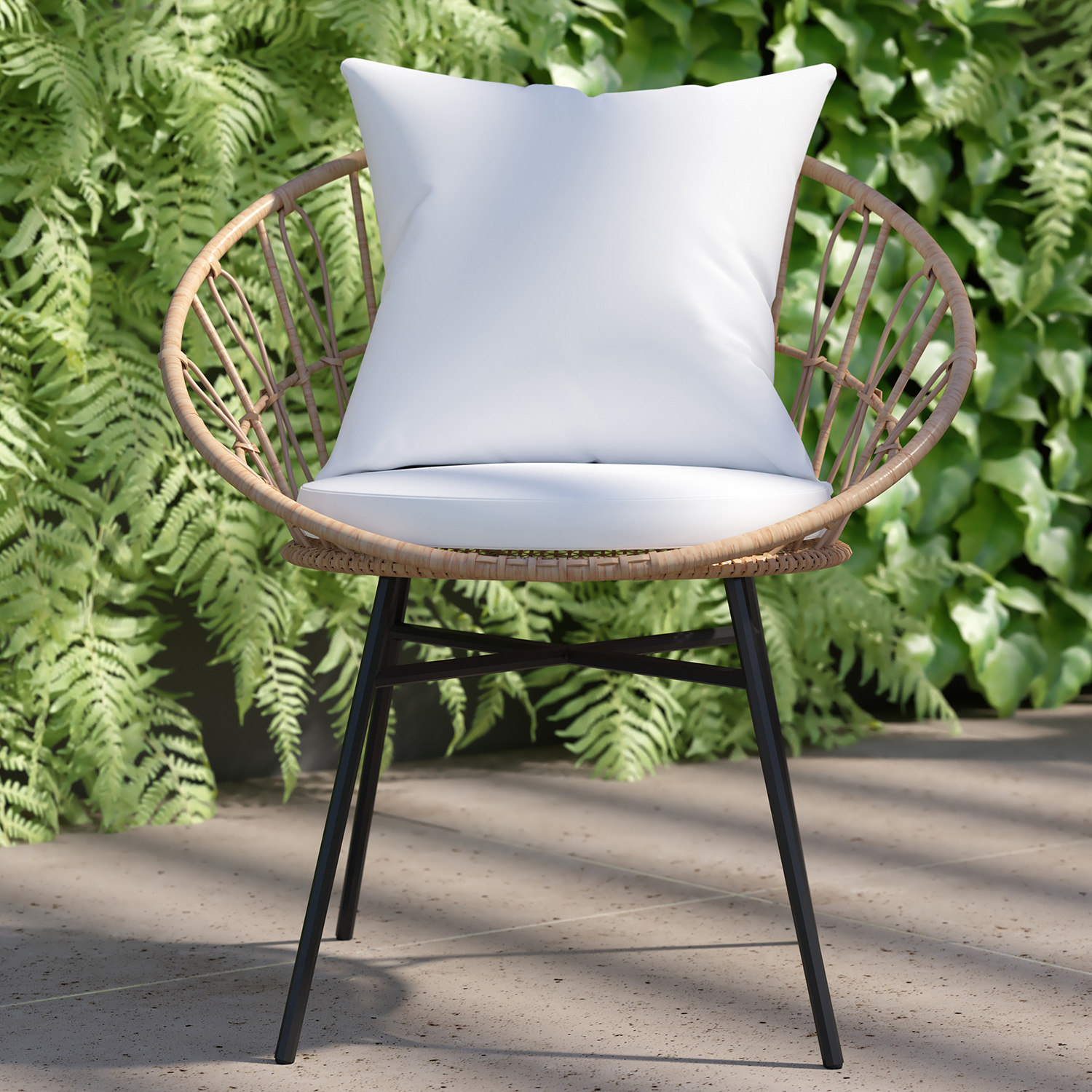 BLNK Devon Indoor-Outdoor Modern Papasan Patio Chairs Set of 2 - Light Gray