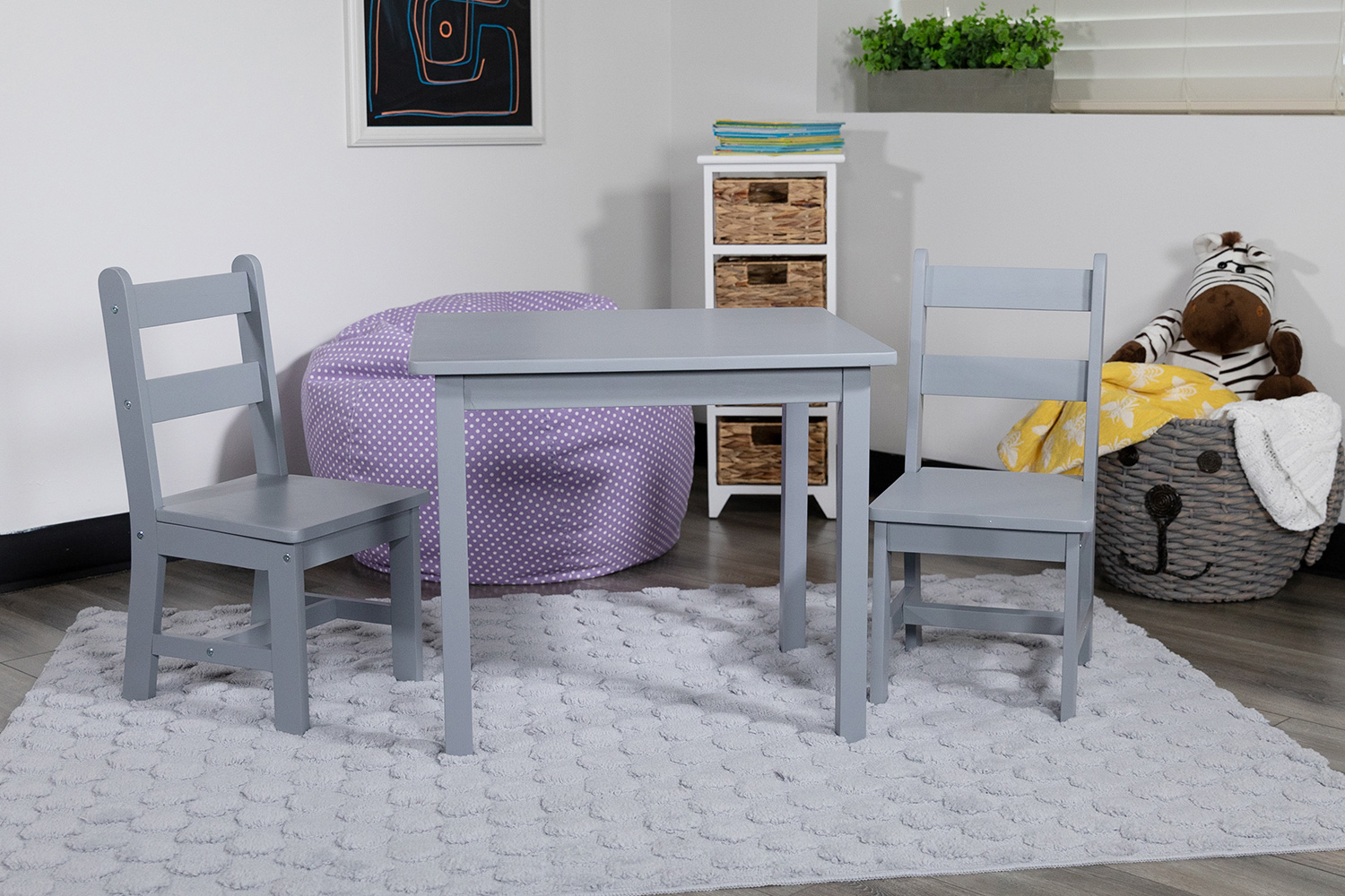 BLNK Kyndl Kids Solid Hardwood Table and Chair Set 3 Piece