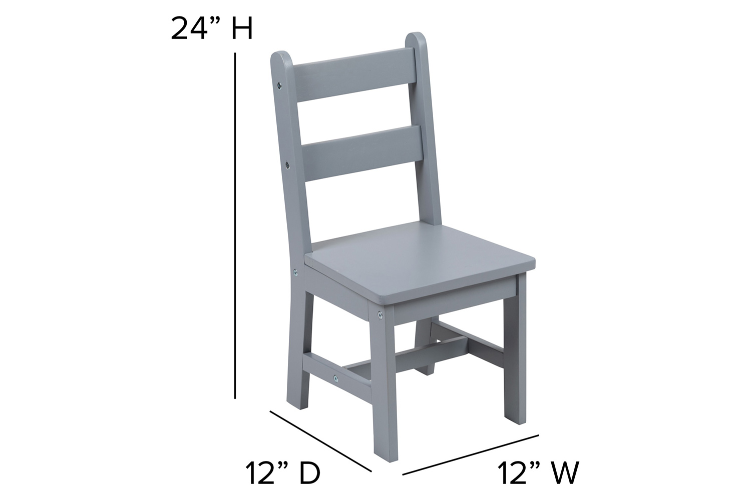 BLNK Kyndl Kids Solid Hardwood Table and Chair Set 3 Piece - Gray