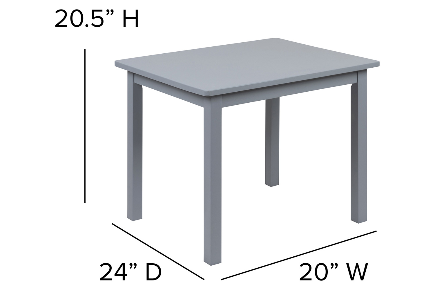 BLNK Kyndl Kids Solid Hardwood Table and Chair Set 3 Piece - Gray