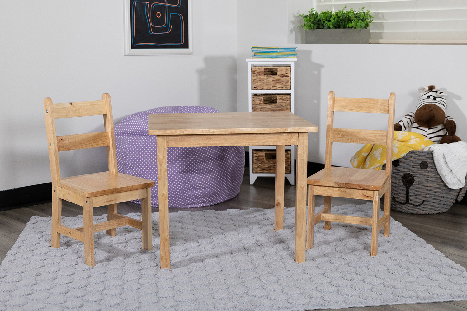 BLNK - Kyndl Kids Solid Hardwood Table and Chair Set 3 Piece