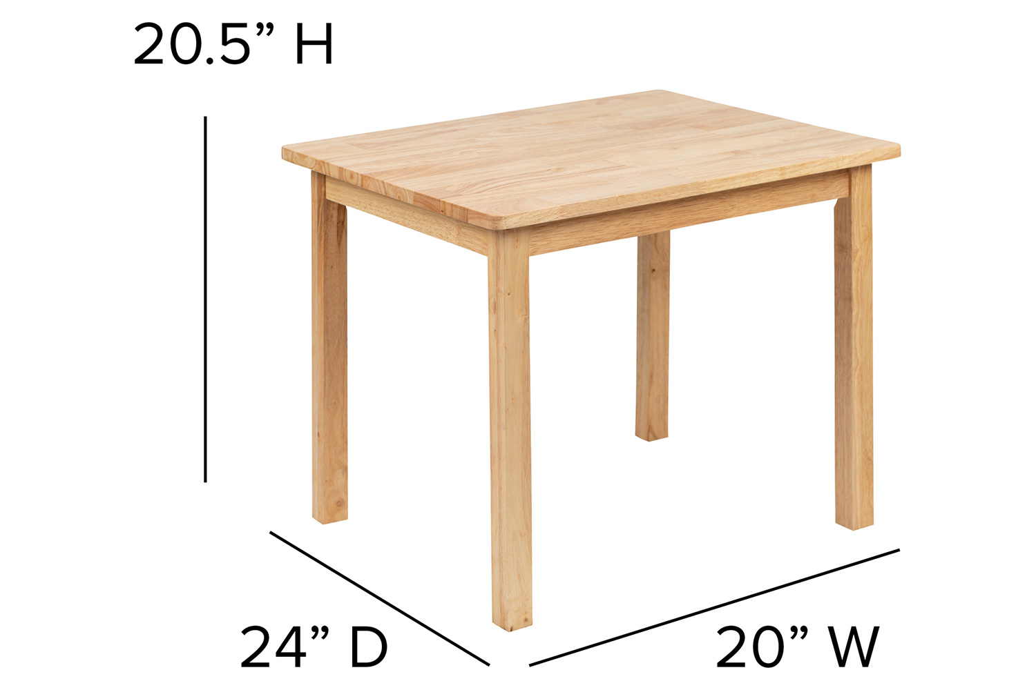 BLNK Kyndl Kids Solid Hardwood Table and Chair Set 3 Piece - Natural