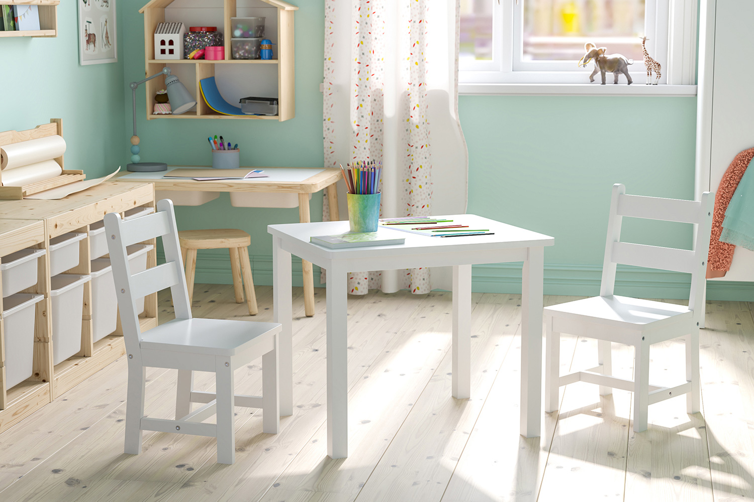 BLNK - Kyndl Kids Solid Hardwood Table and Chair Set 3 Piece