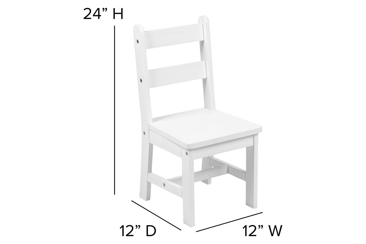 BLNK Kyndl Kids Solid Hardwood Table and Chair Set 3 Piece - White