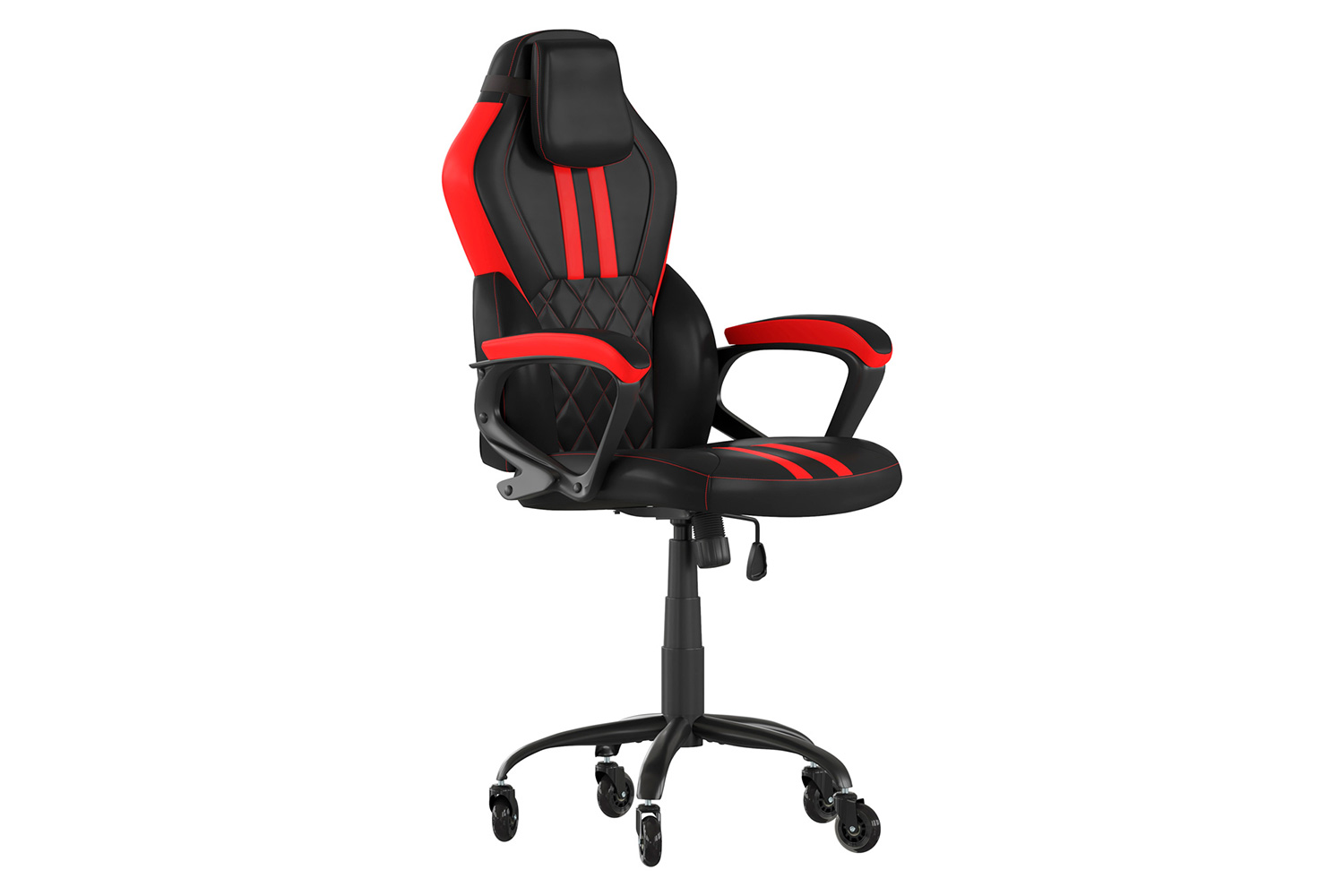 BLNK Stone Ergonomic Designer Adjustable Office Computer Chair with Transparent Roller Wheels - Black/Red