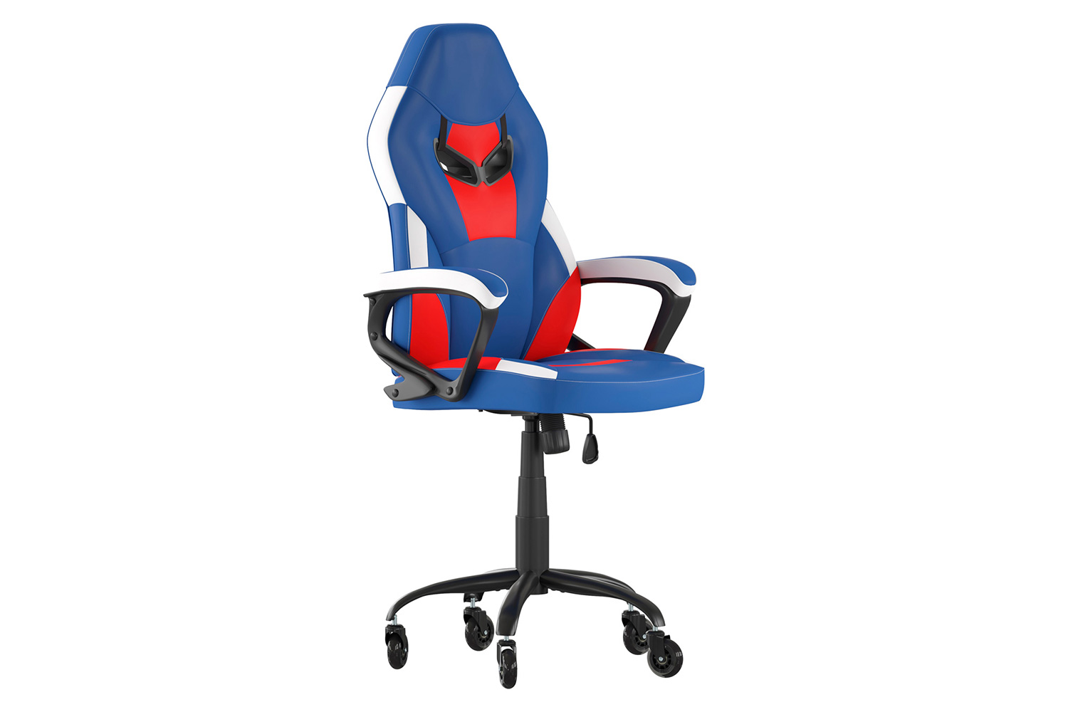 BLNK Stone Ergonomic Designer Adjustable Office Computer Chair with Transparent Roller Wheels - Red/Blue