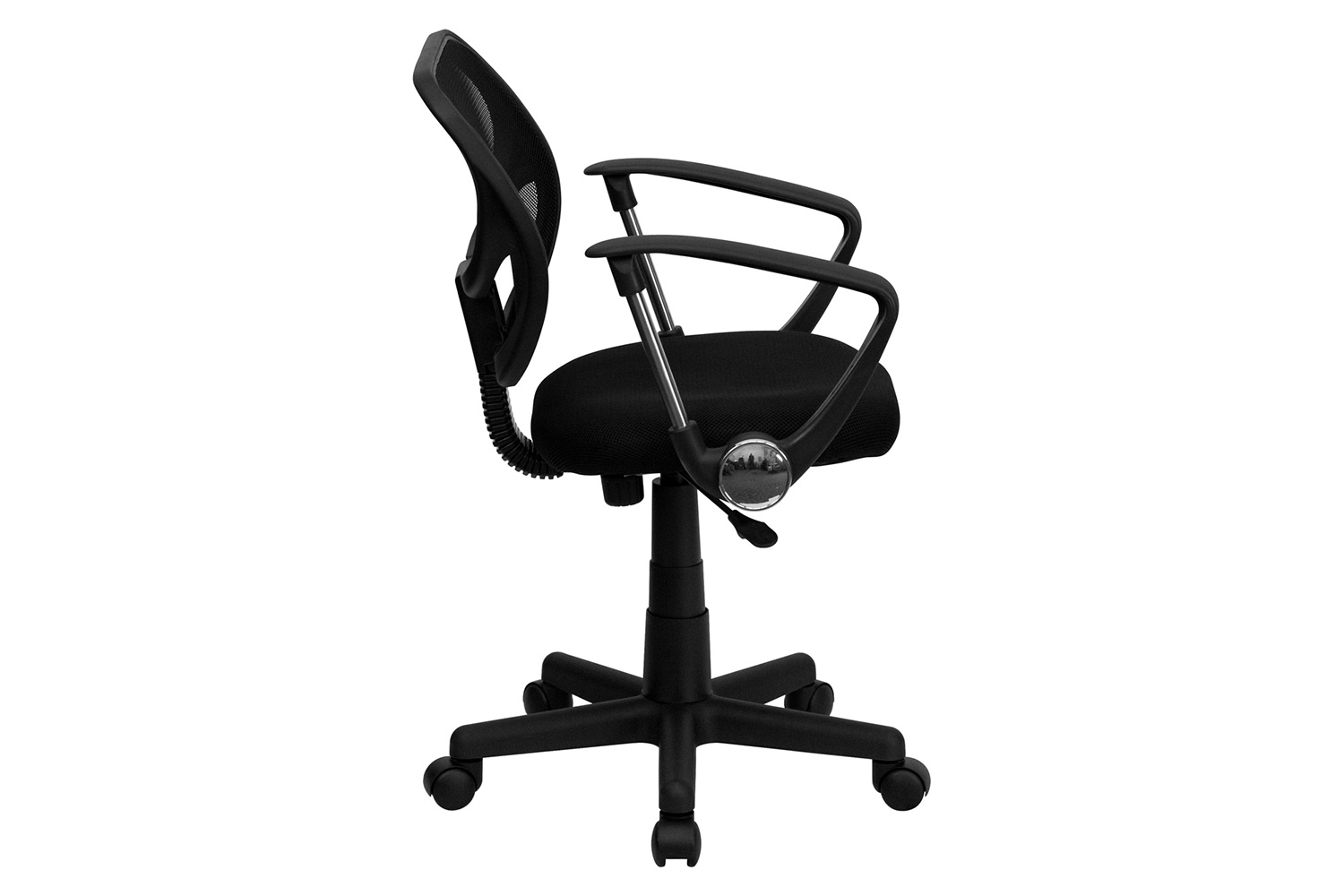 BLNK Neri Low-Back Mesh Swivel Task Office Chair with Curved Square Back - Black, with Arms