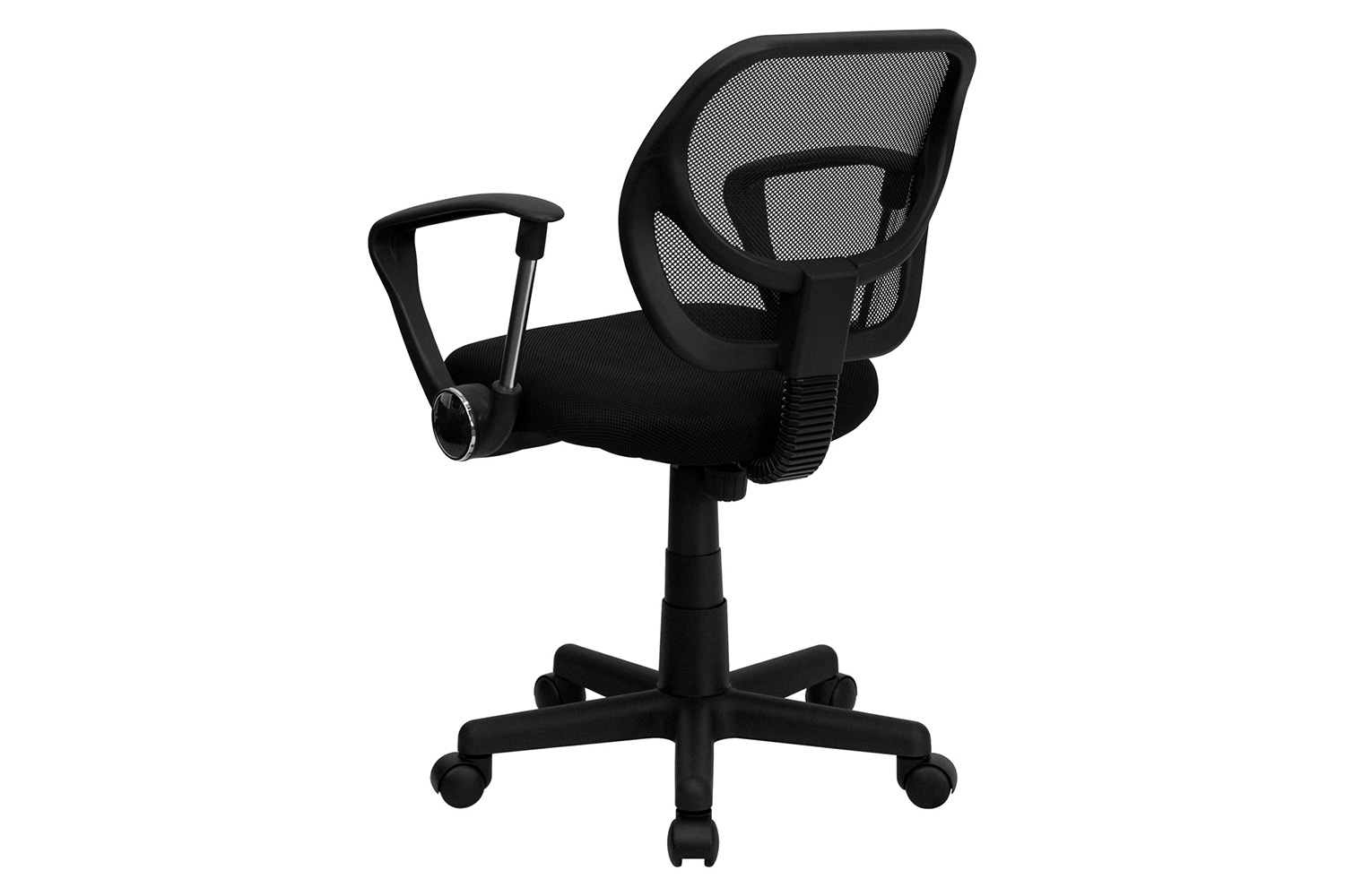 BLNK Neri Low-Back Mesh Swivel Task Office Chair with Curved Square Back - Black, with Arms