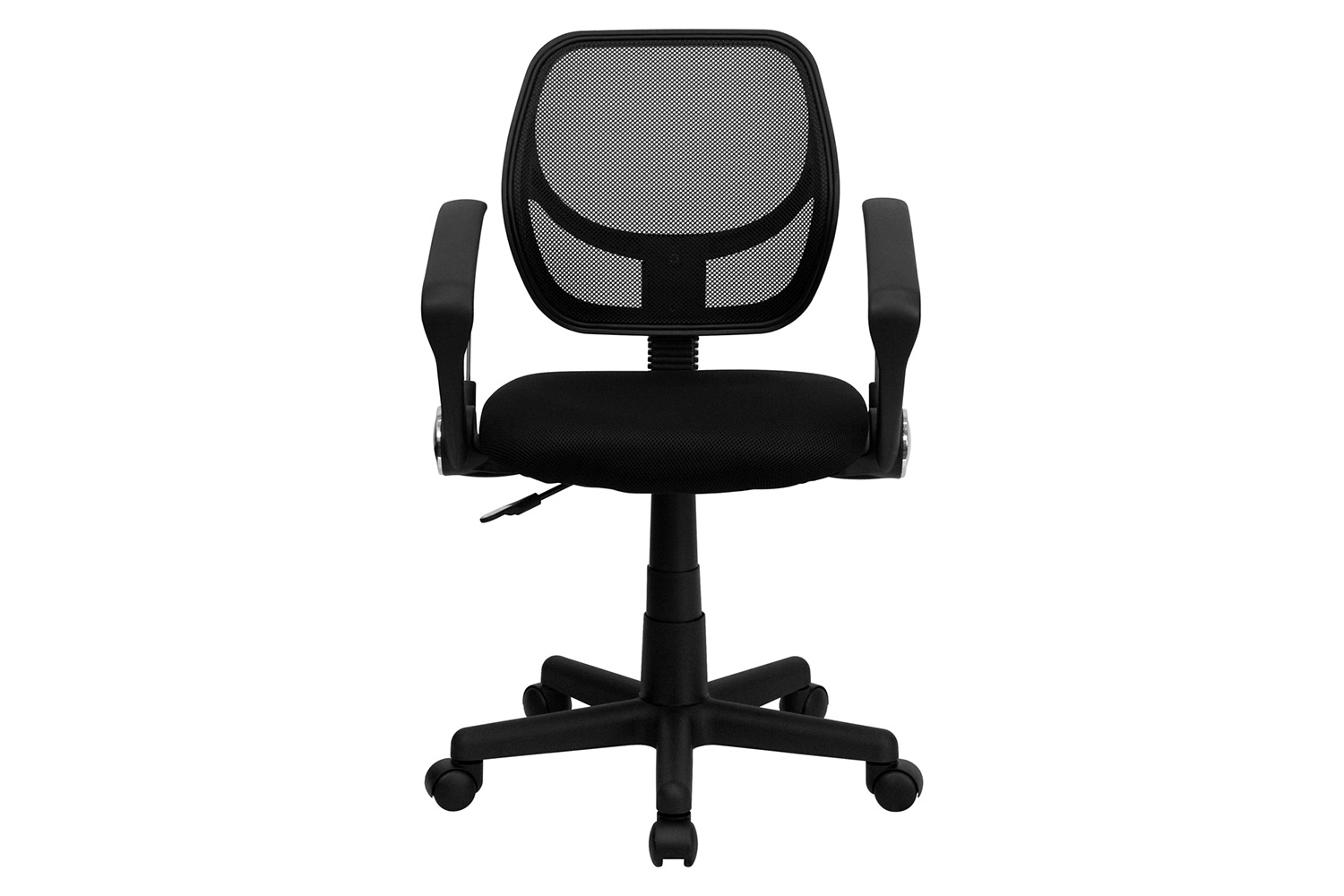 BLNK Neri Low-Back Mesh Swivel Task Office Chair with Curved Square Back - Black, with Arms