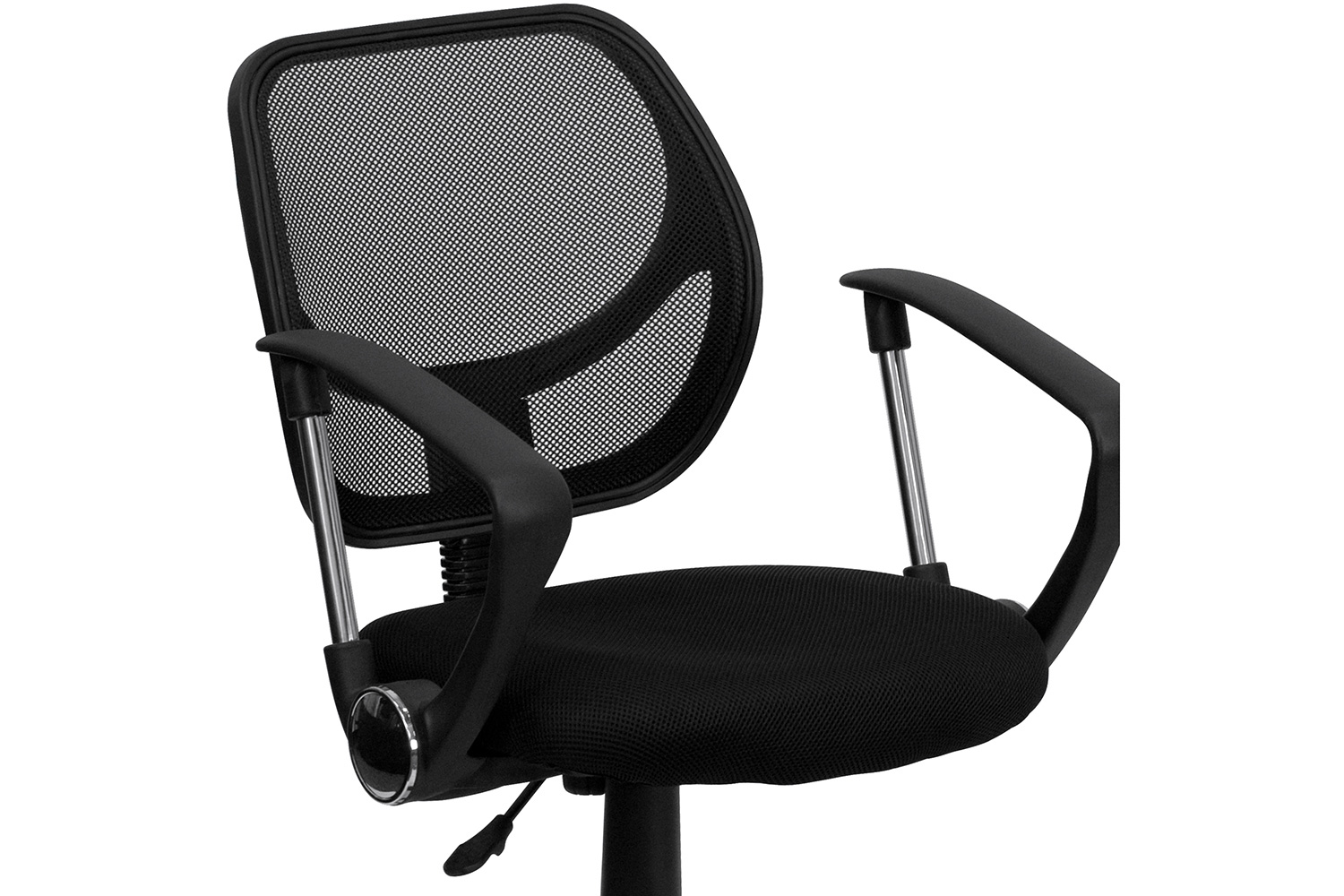 BLNK Neri Low-Back Mesh Swivel Task Office Chair with Curved Square Back - Black, with Arms