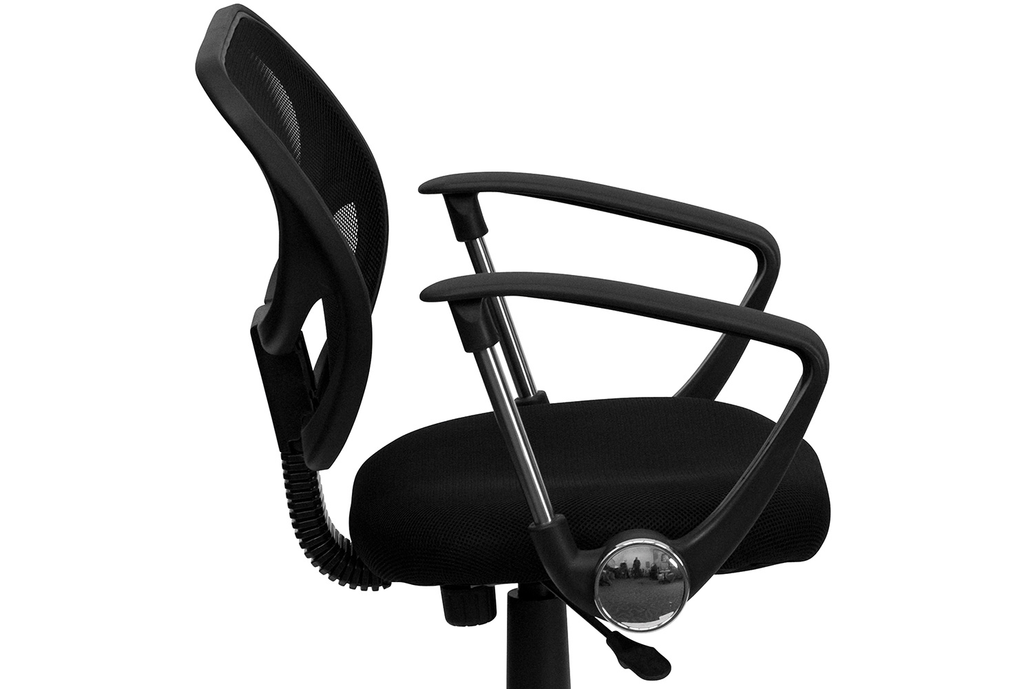 BLNK Neri Low-Back Mesh Swivel Task Office Chair with Curved Square Back - Black, with Arms