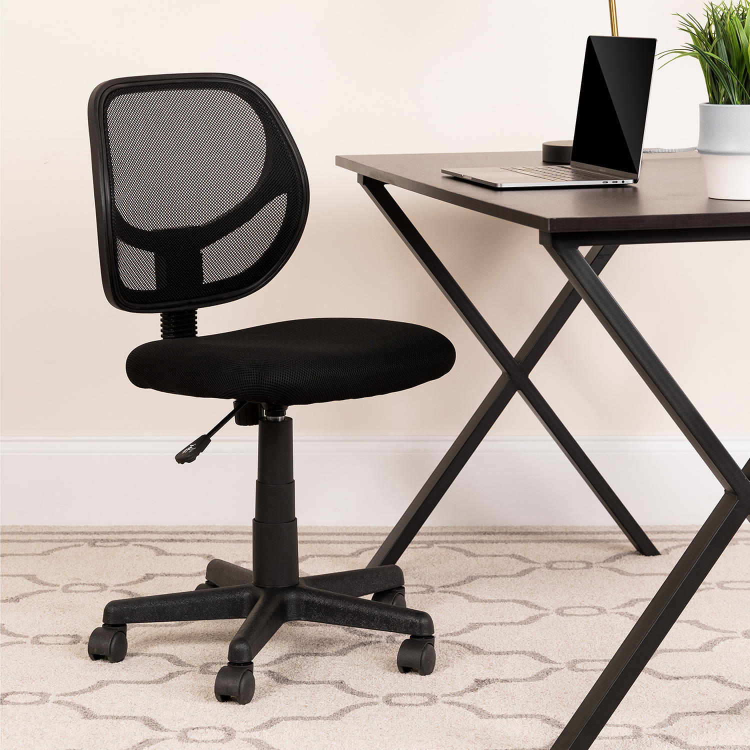 BLNK Neri Low-Back Mesh Swivel Task Office Chair with Curved Square Back