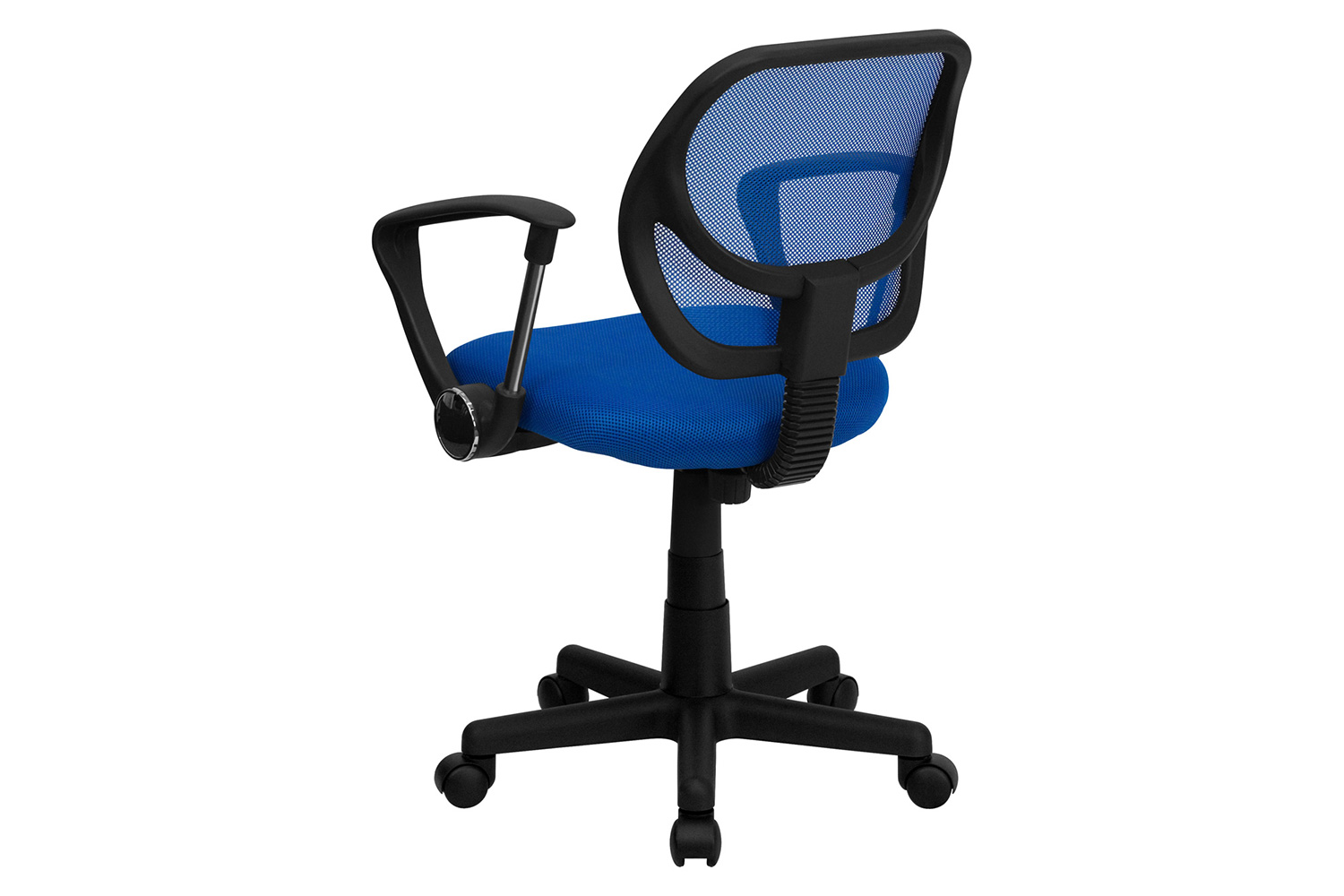 BLNK Neri Low-Back Mesh Swivel Task Office Chair with Curved Square Back - Blue, with Arms