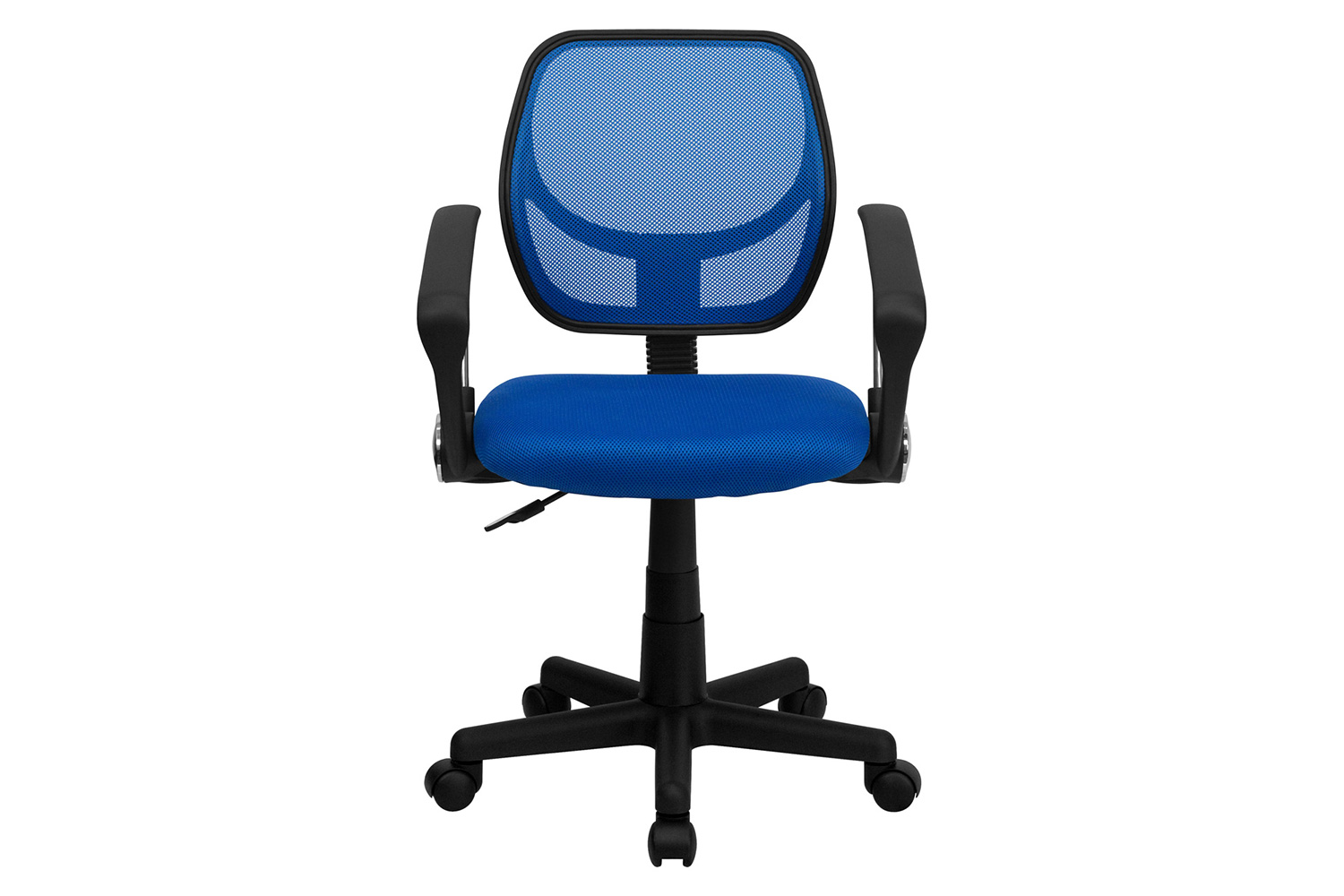 BLNK Neri Low-Back Mesh Swivel Task Office Chair with Curved Square Back - Blue, with Arms