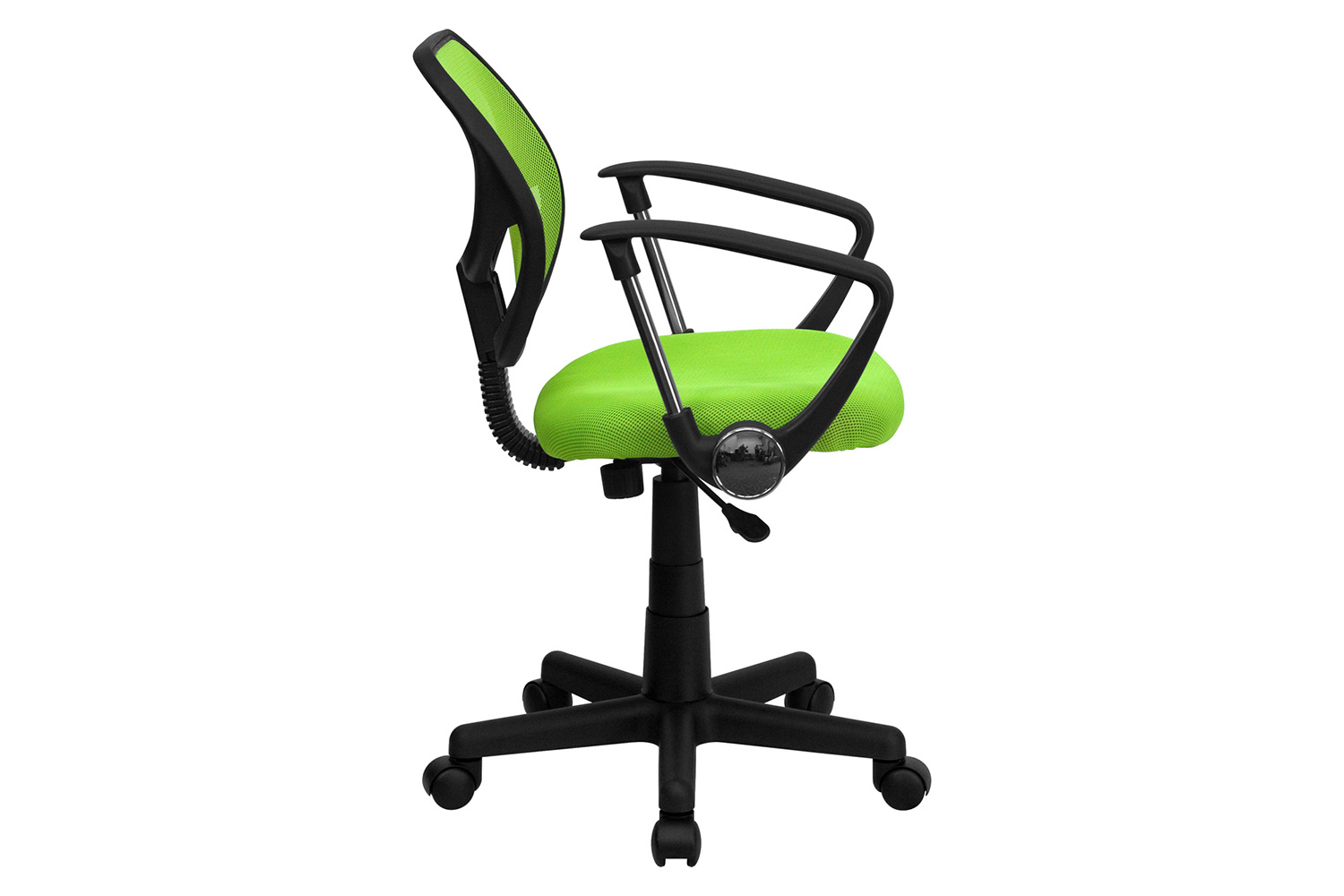 BLNK Neri Low-Back Mesh Swivel Task Office Chair with Curved Square Back - Green, with Arms