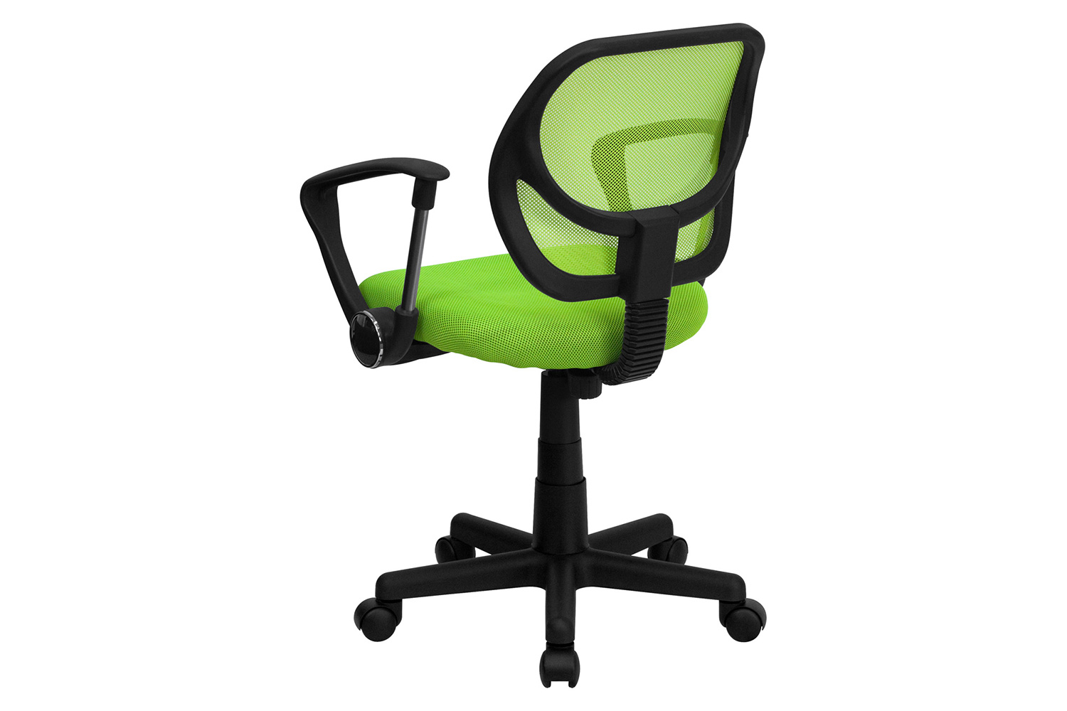 BLNK Neri Low-Back Mesh Swivel Task Office Chair with Curved Square Back - Green, with Arms