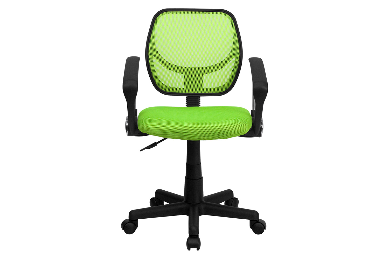 BLNK Neri Low-Back Mesh Swivel Task Office Chair with Curved Square Back - Green, with Arms