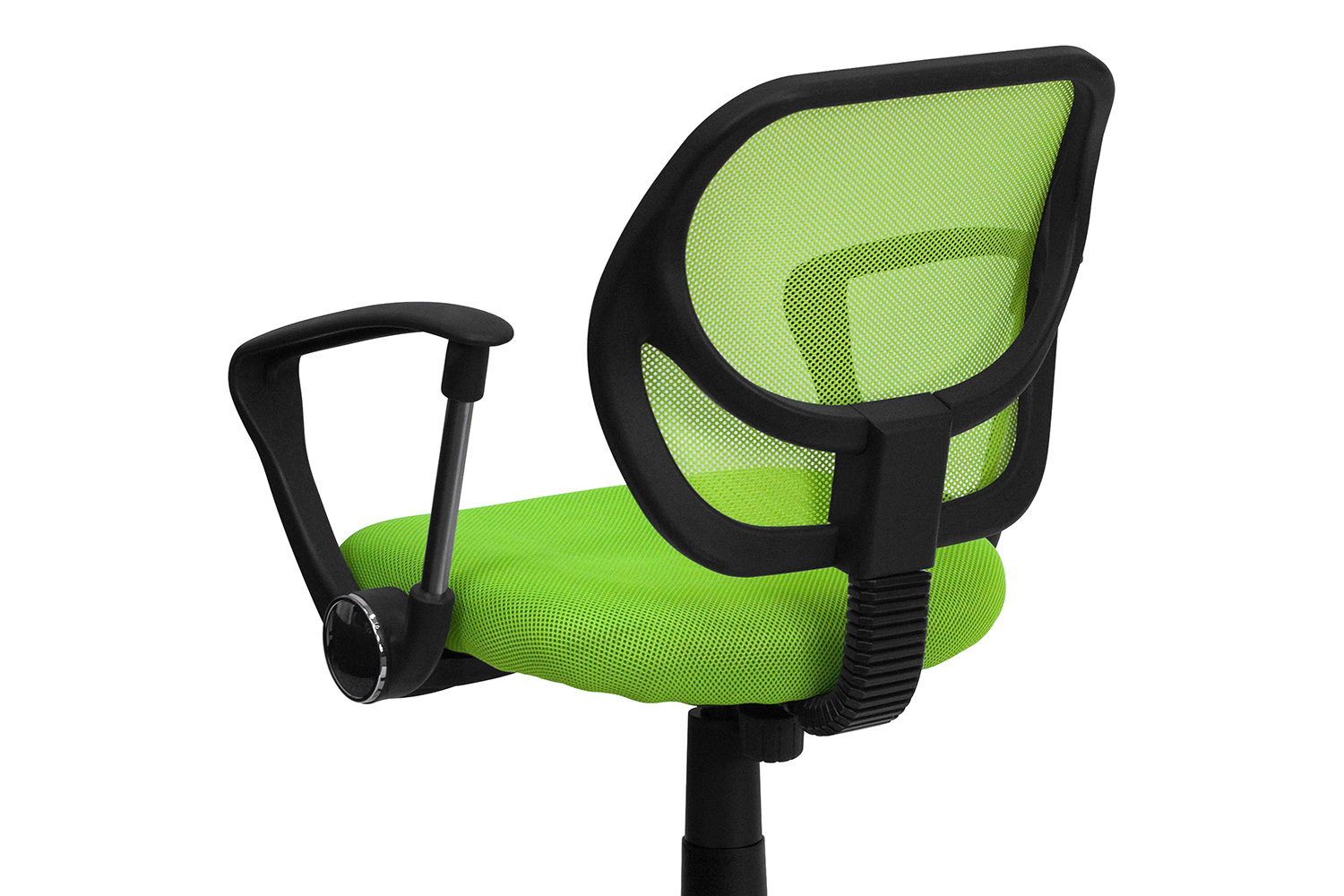 BLNK Neri Low-Back Mesh Swivel Task Office Chair with Curved Square Back - Green, with Arms