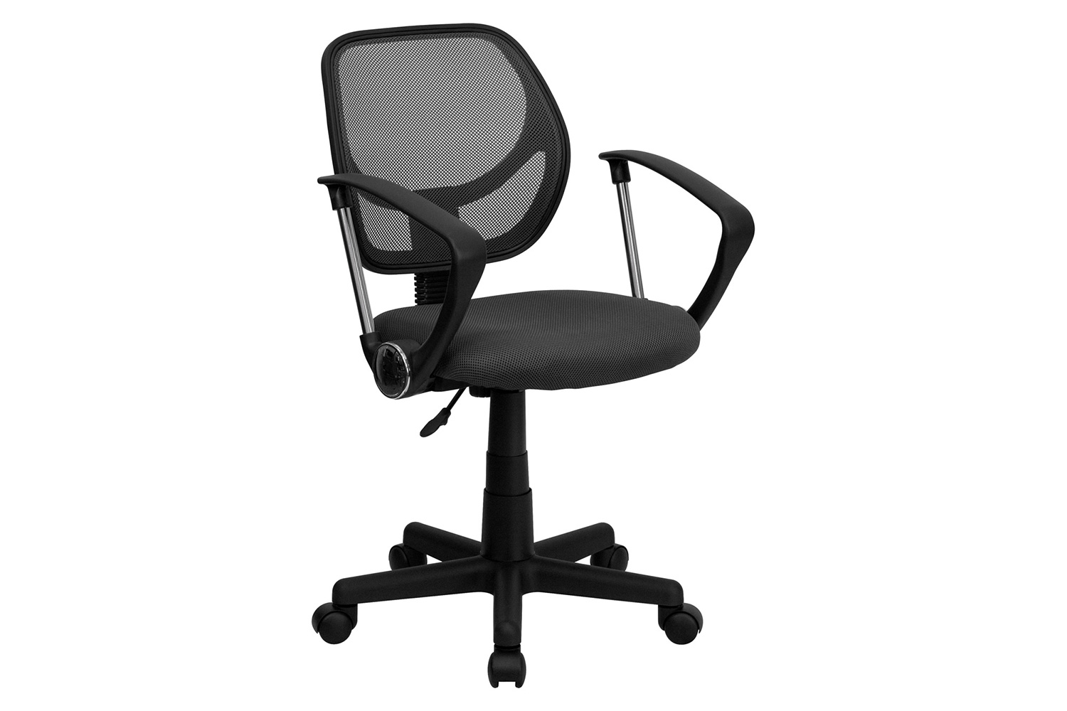 BLNK Neri Low-Back Mesh Swivel Task Office Chair with Curved Square Back - Gray, with Arms