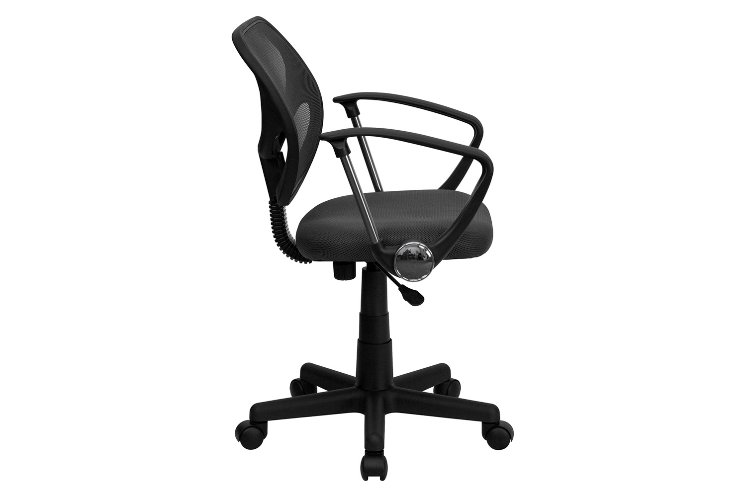 BLNK Neri Low-Back Mesh Swivel Task Office Chair with Curved Square Back - Gray, with Arms