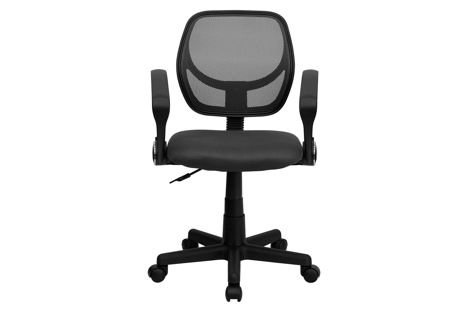 BLNK Neri Low-Back Mesh Swivel Task Office Chair with Curved Square Back - Gray, with Arms