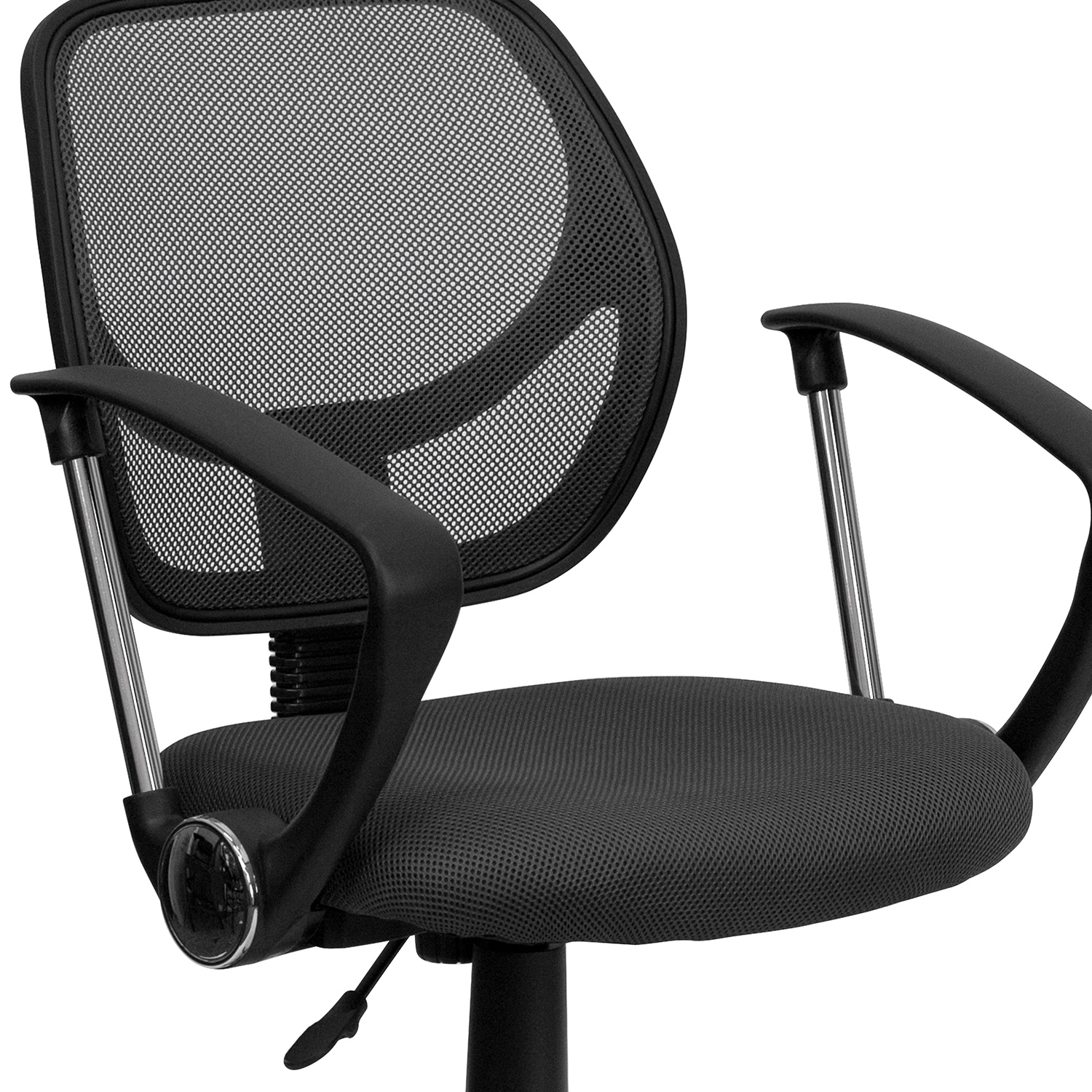 BLNK Neri Low-Back Mesh Swivel Task Office Chair with Curved Square Back - Gray, with Arms