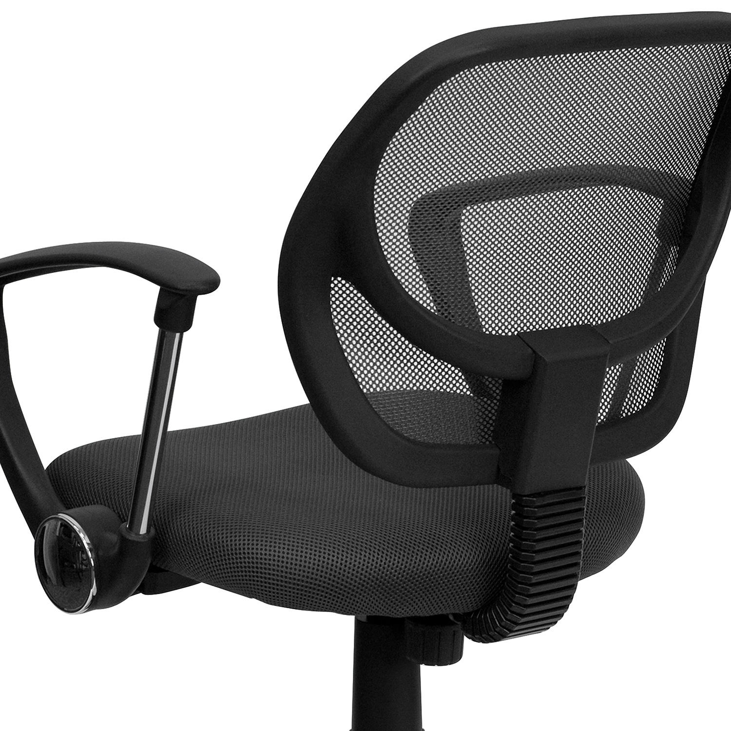 BLNK Neri Low-Back Mesh Swivel Task Office Chair with Curved Square Back - Gray, with Arms