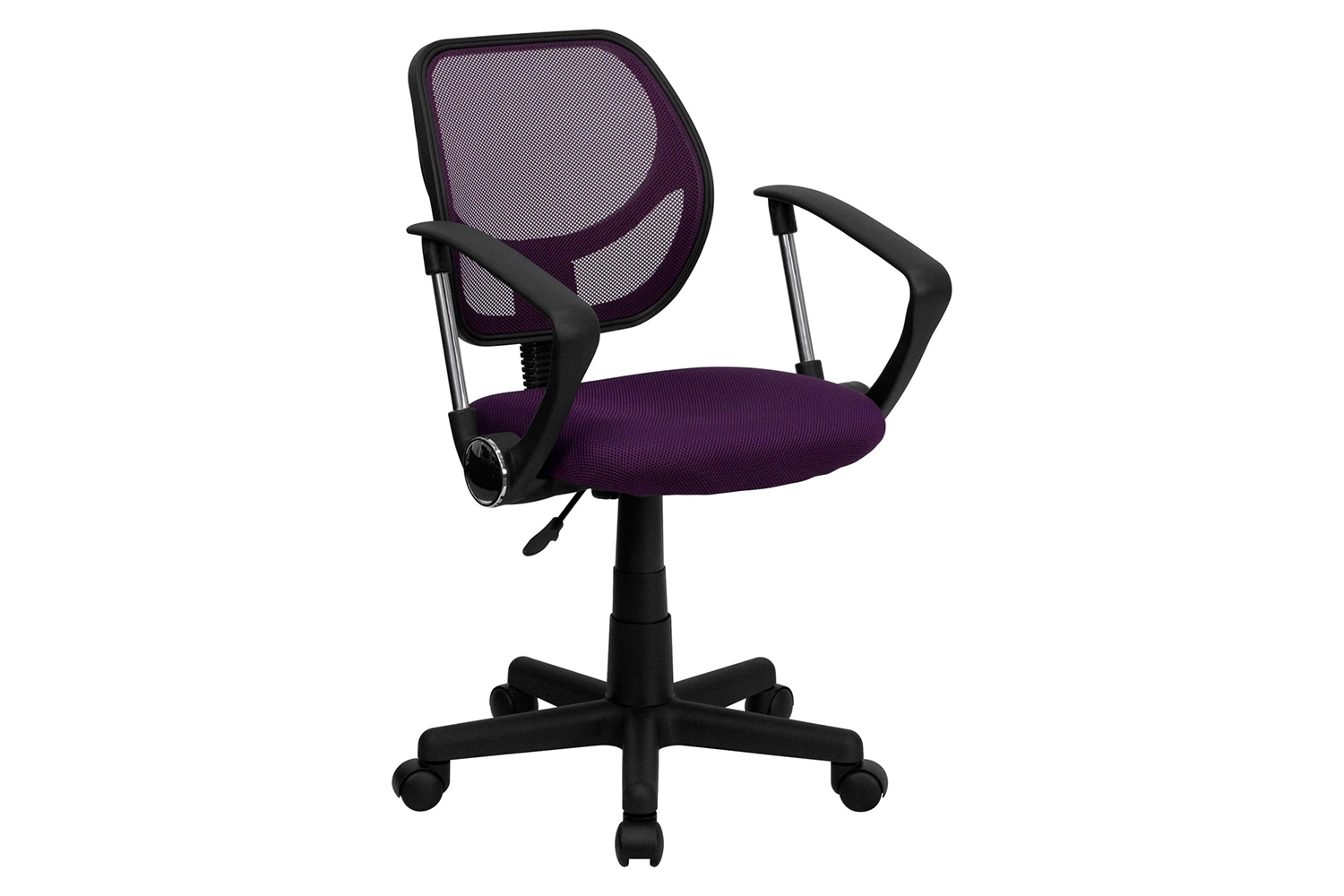 BLNK Neri Low-Back Mesh Swivel Task Office Chair with Curved Square Back - Purple, with Arms