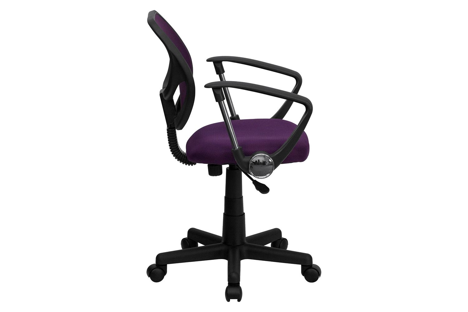 BLNK Neri Low-Back Mesh Swivel Task Office Chair with Curved Square Back - Purple, with Arms