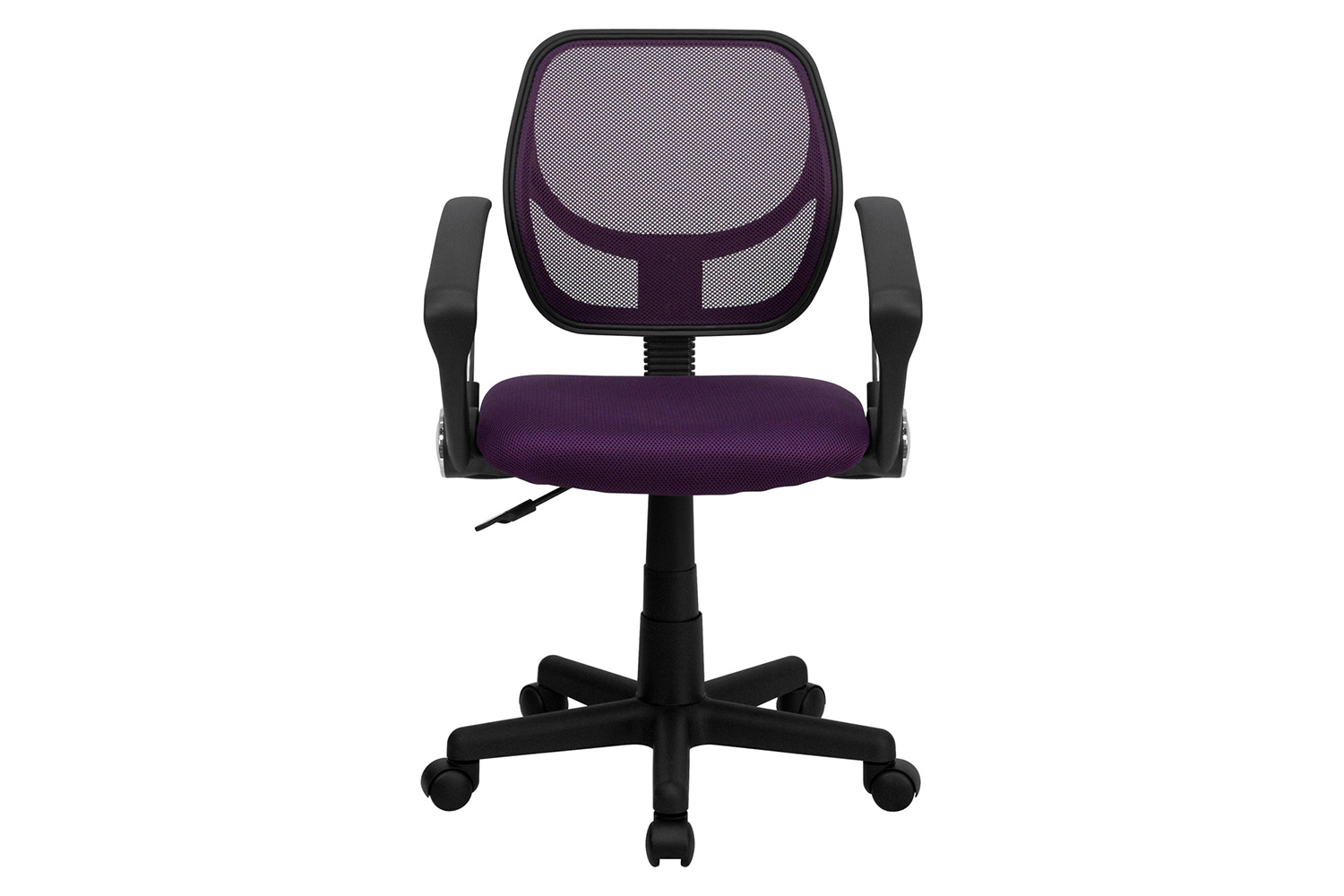 BLNK Neri Low-Back Mesh Swivel Task Office Chair with Curved Square Back - Purple, with Arms