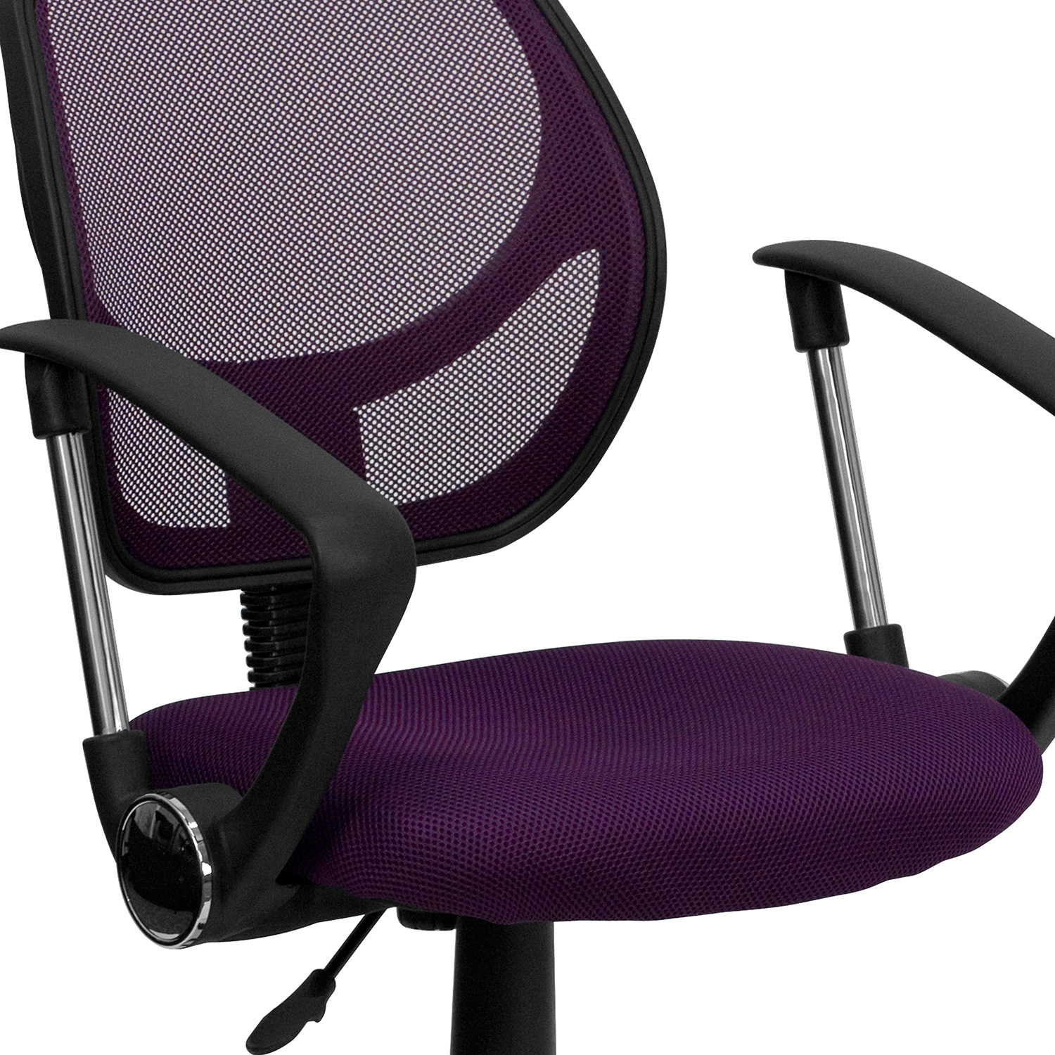 BLNK Neri Low-Back Mesh Swivel Task Office Chair with Curved Square Back - Purple, with Arms