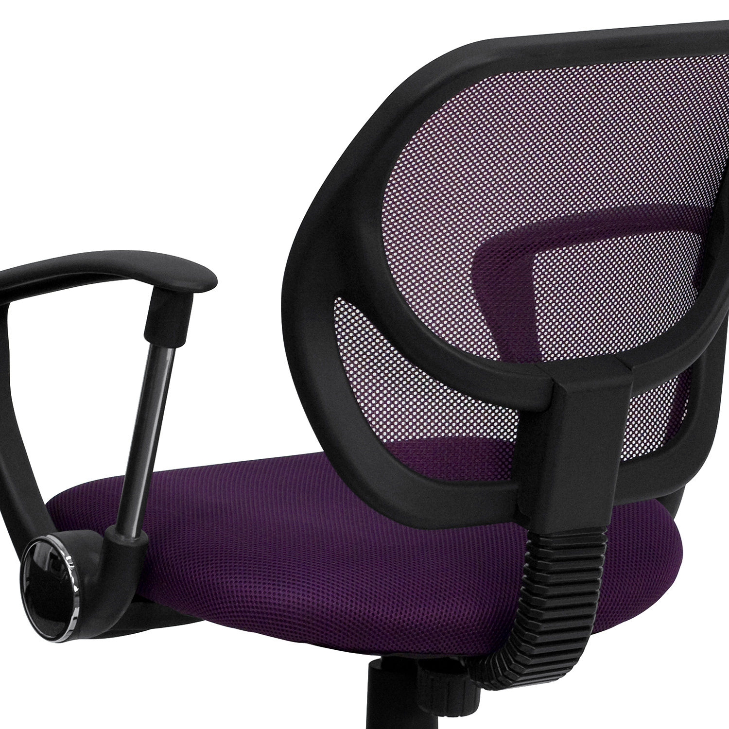 BLNK Neri Low-Back Mesh Swivel Task Office Chair with Curved Square Back - Purple, with Arms