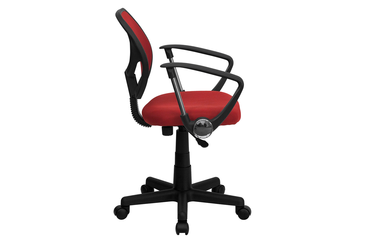 BLNK Neri Low-Back Mesh Swivel Task Office Chair with Curved Square Back - Red, with Arms