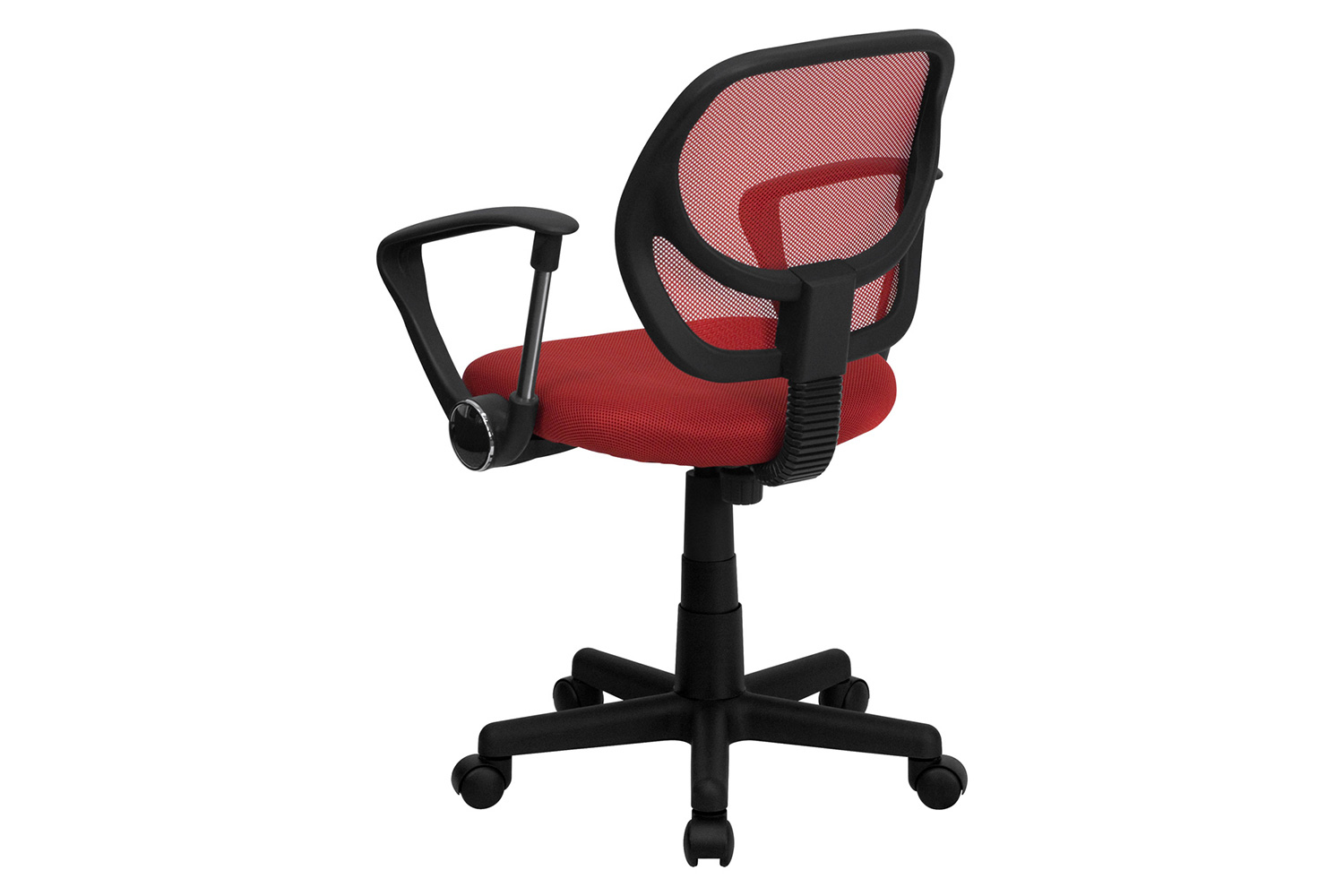 BLNK Neri Low-Back Mesh Swivel Task Office Chair with Curved Square Back - Red, with Arms