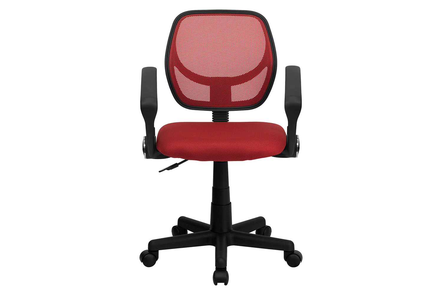 BLNK Neri Low-Back Mesh Swivel Task Office Chair with Curved Square Back - Red, with Arms