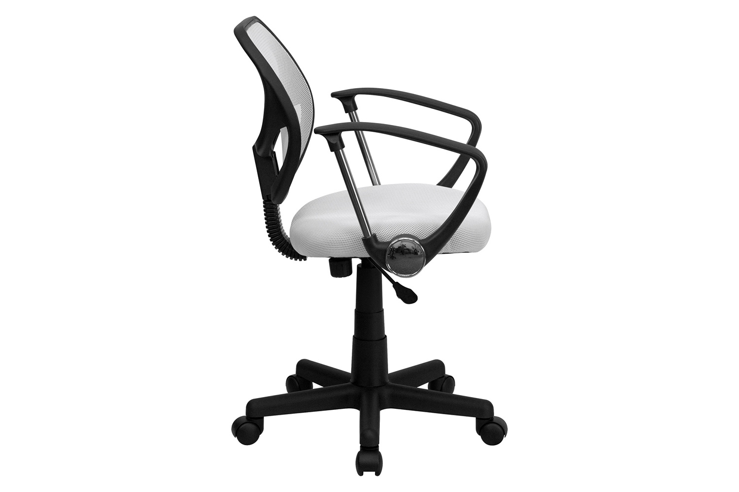 BLNK Neri Low-Back Mesh Swivel Task Office Chair with Curved Square Back - White, with Arms