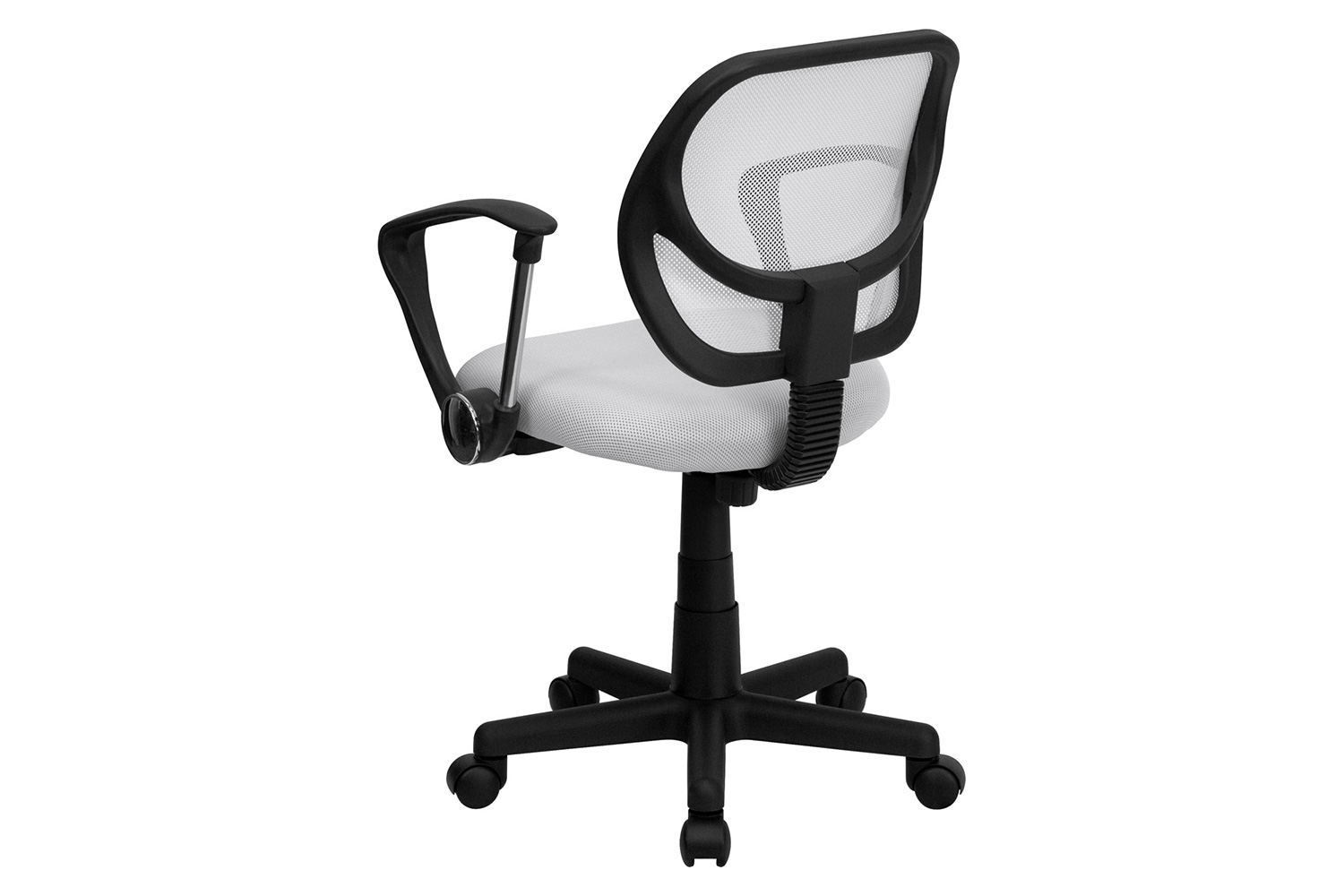 BLNK Neri Low-Back Mesh Swivel Task Office Chair with Curved Square Back - White, with Arms