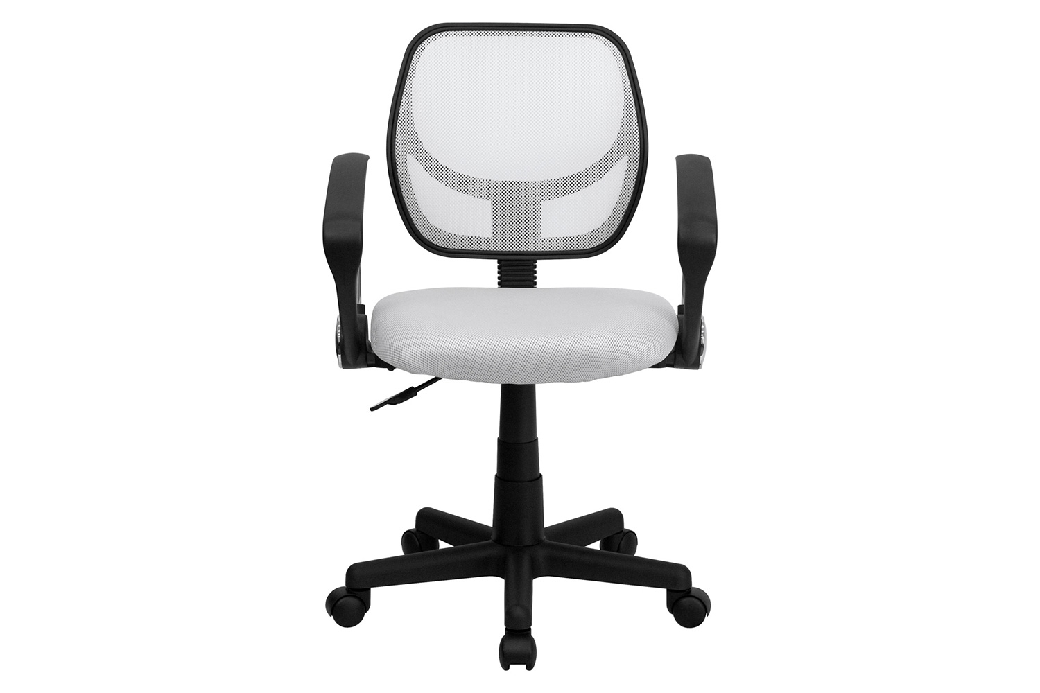 BLNK Neri Low-Back Mesh Swivel Task Office Chair with Curved Square Back - White, with Arms