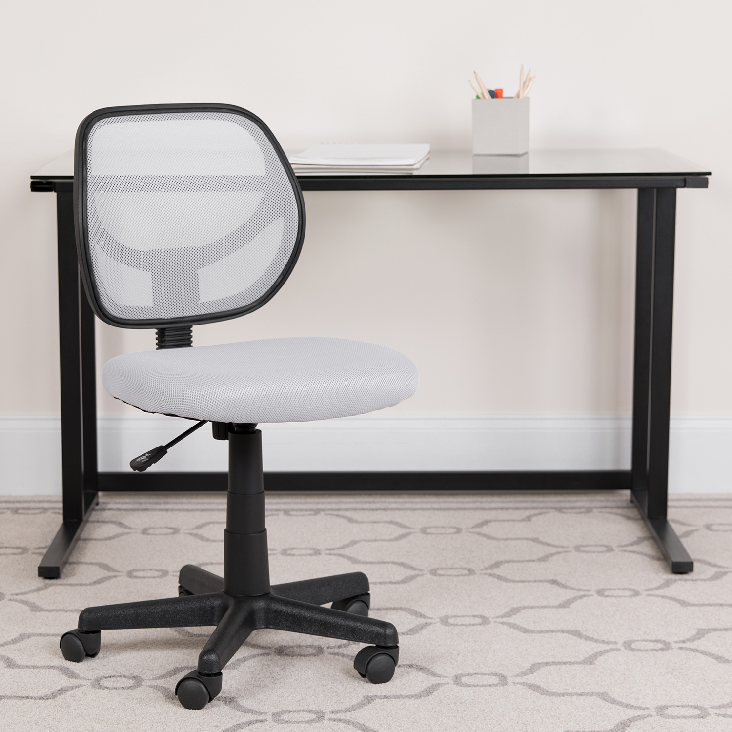 BLNK Neri Low-Back Mesh Swivel Task Office Chair with Curved Square Back