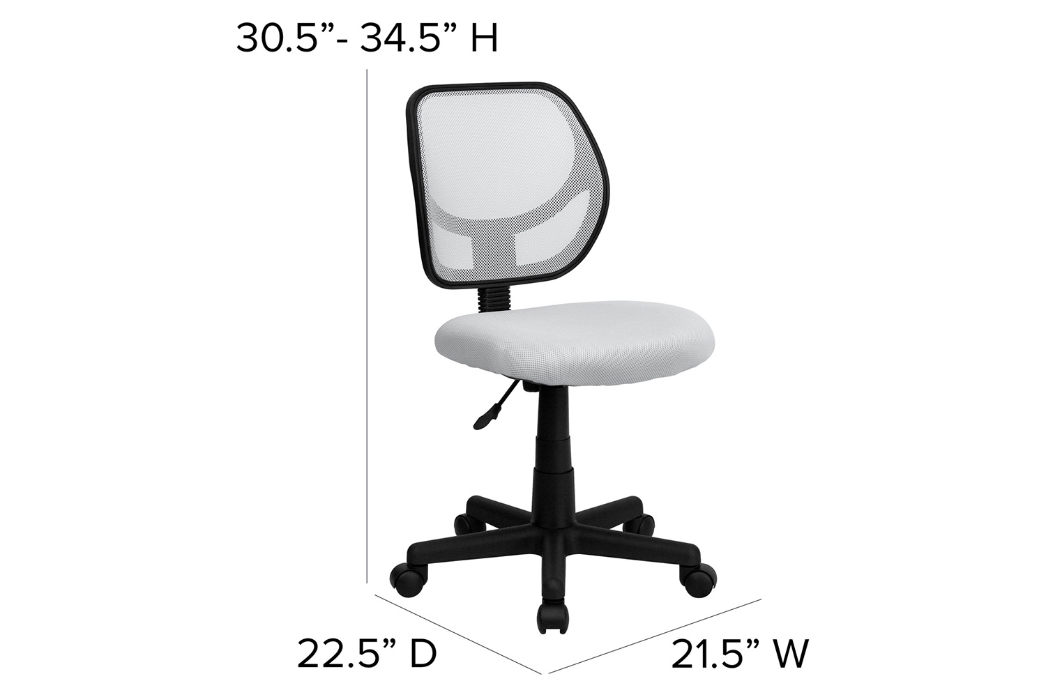 BLNK Neri Low-Back Mesh Swivel Task Office Chair with Curved Square Back - White