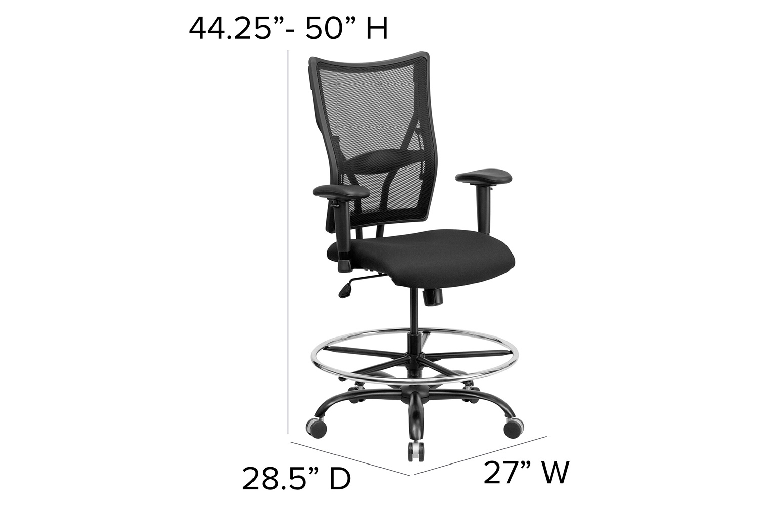 BLNK - HERCULES Series Mesh Ergonomic Drafting Chair with Adjustable Arms