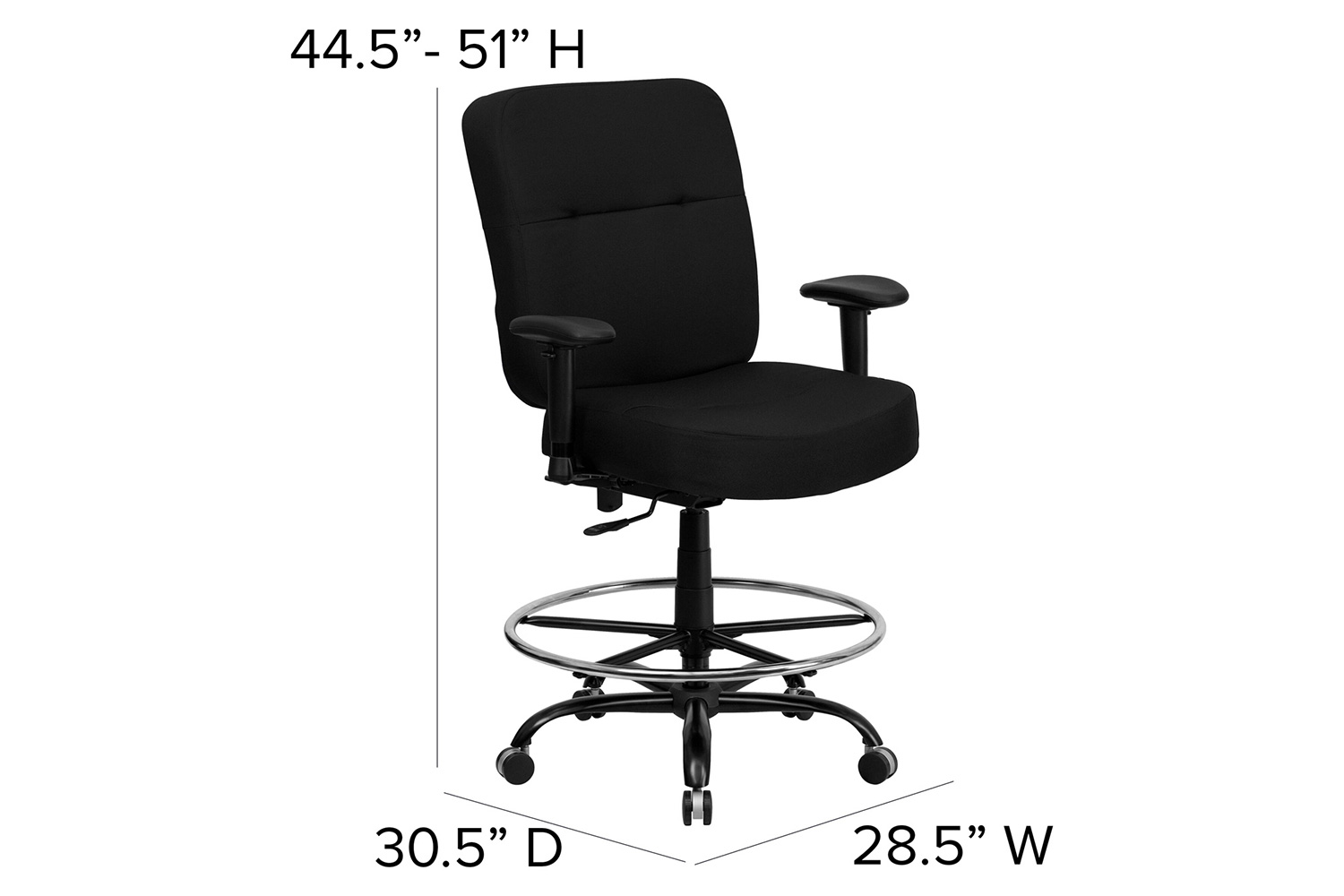 BLNK - HERCULES Series Fabric Rectangular Back Ergonomic Draft Chair with Adjustable Arms