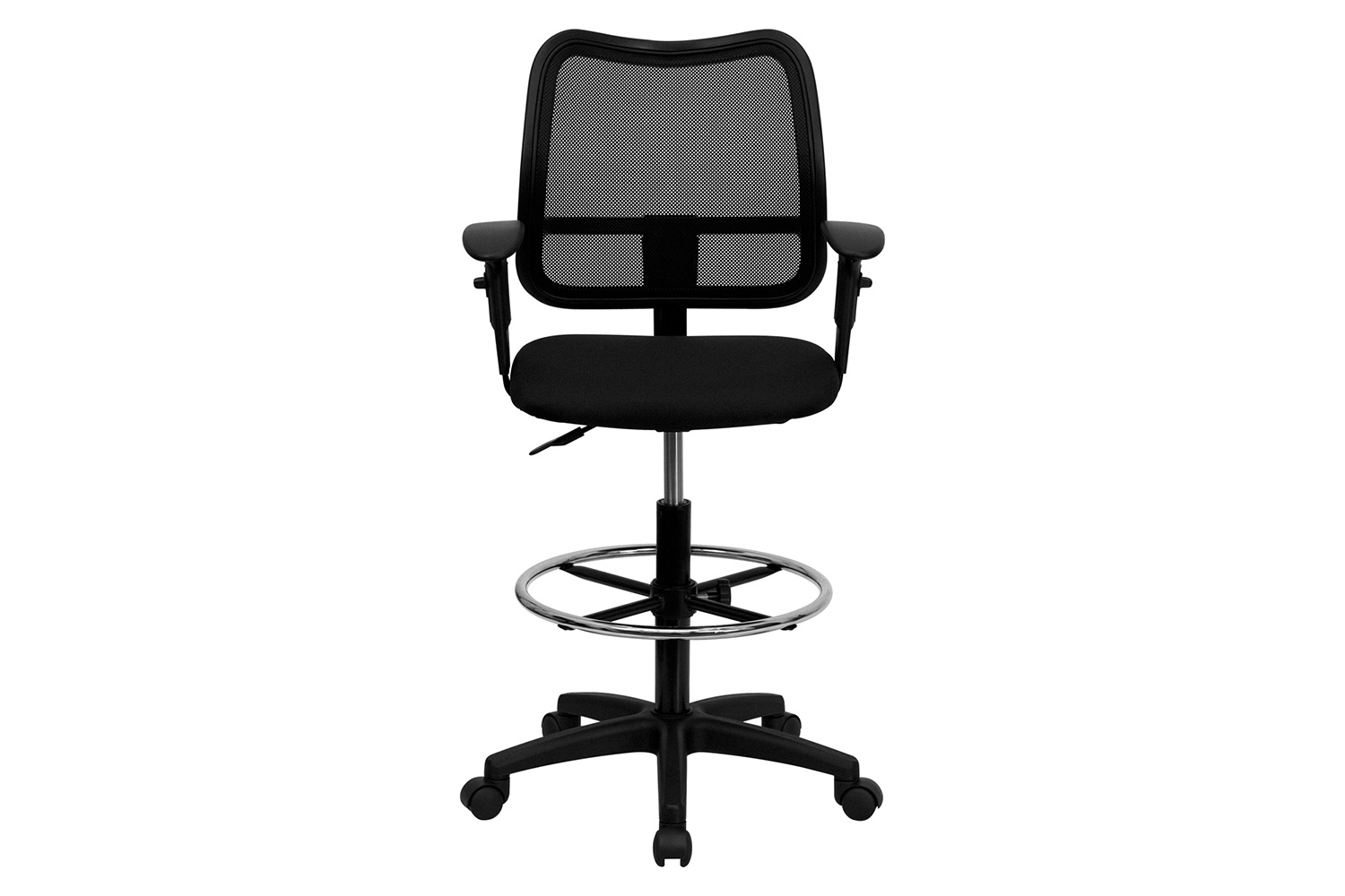 BLNK Elaine Mid-Back Mesh Drafting Chair - Black, with Adjustable Arms