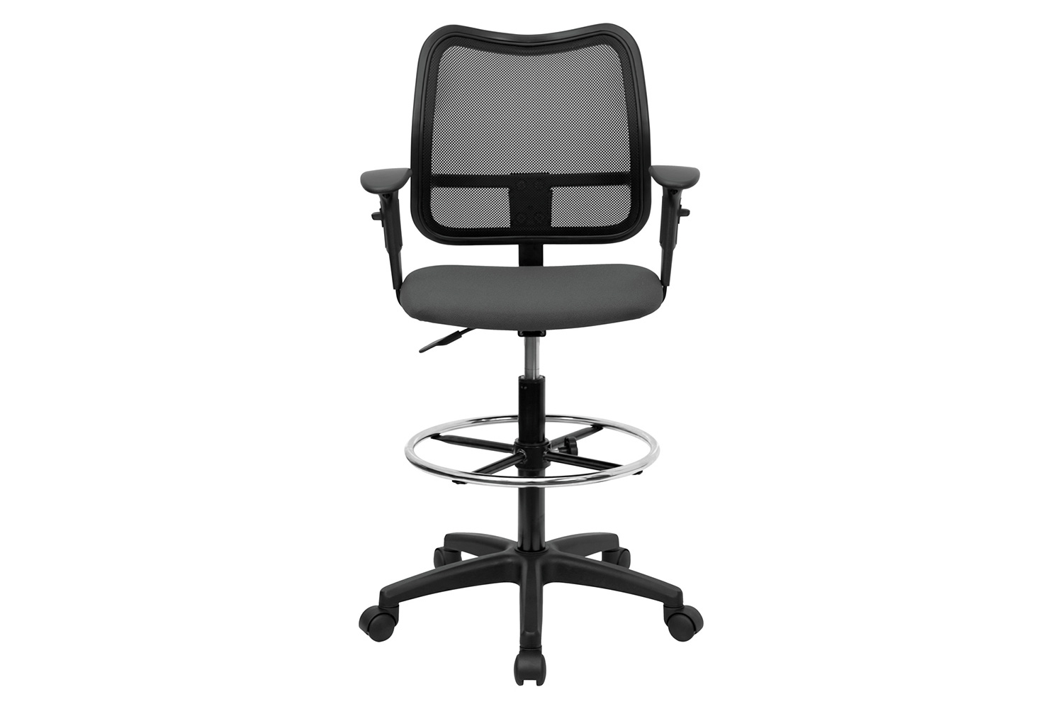 BLNK Elaine Mid-Back Mesh Drafting Chair - Gray, with Adjustable Arms