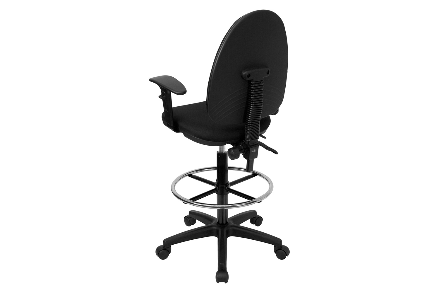 BLNK Lenora Fabric Mid-Back Multifunction Ergonomic Drafting Chair with Adjustable Lumbar Support - with Adjustable Arms