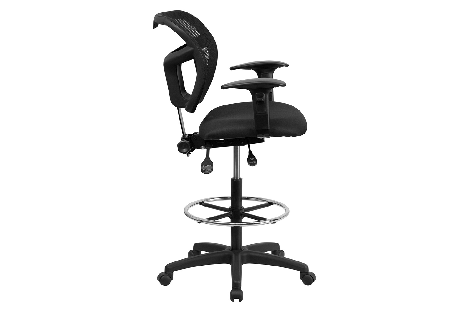 BLNK Regina Mid-Back Mesh Drafting Chair with Back Height Adjustment - with Adjustable Arms