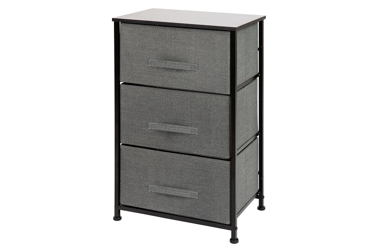 BLNK Harris 3 Drawer Wood Top Iron Frame Vertical Storage Dresser with Easy Pull Drawers - Black/Dark Gray