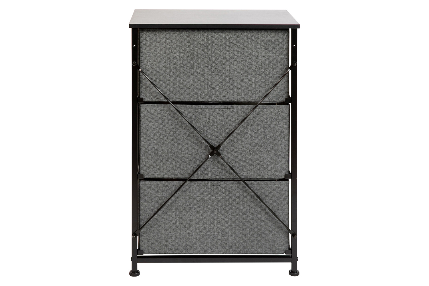 BLNK Harris 3 Drawer Wood Top Iron Frame Vertical Storage Dresser with Easy Pull Drawers - Black/Dark Gray